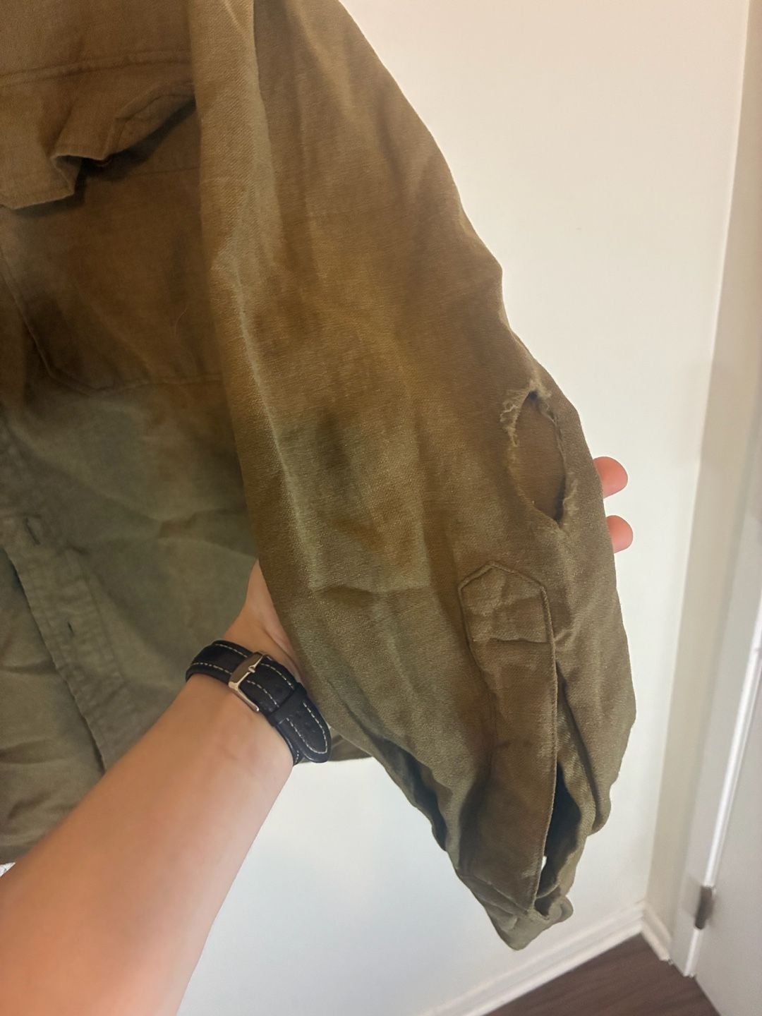 US Military Vintage Wool Fatigue Shirt Size 14.5 - 32 Olive Drab 4