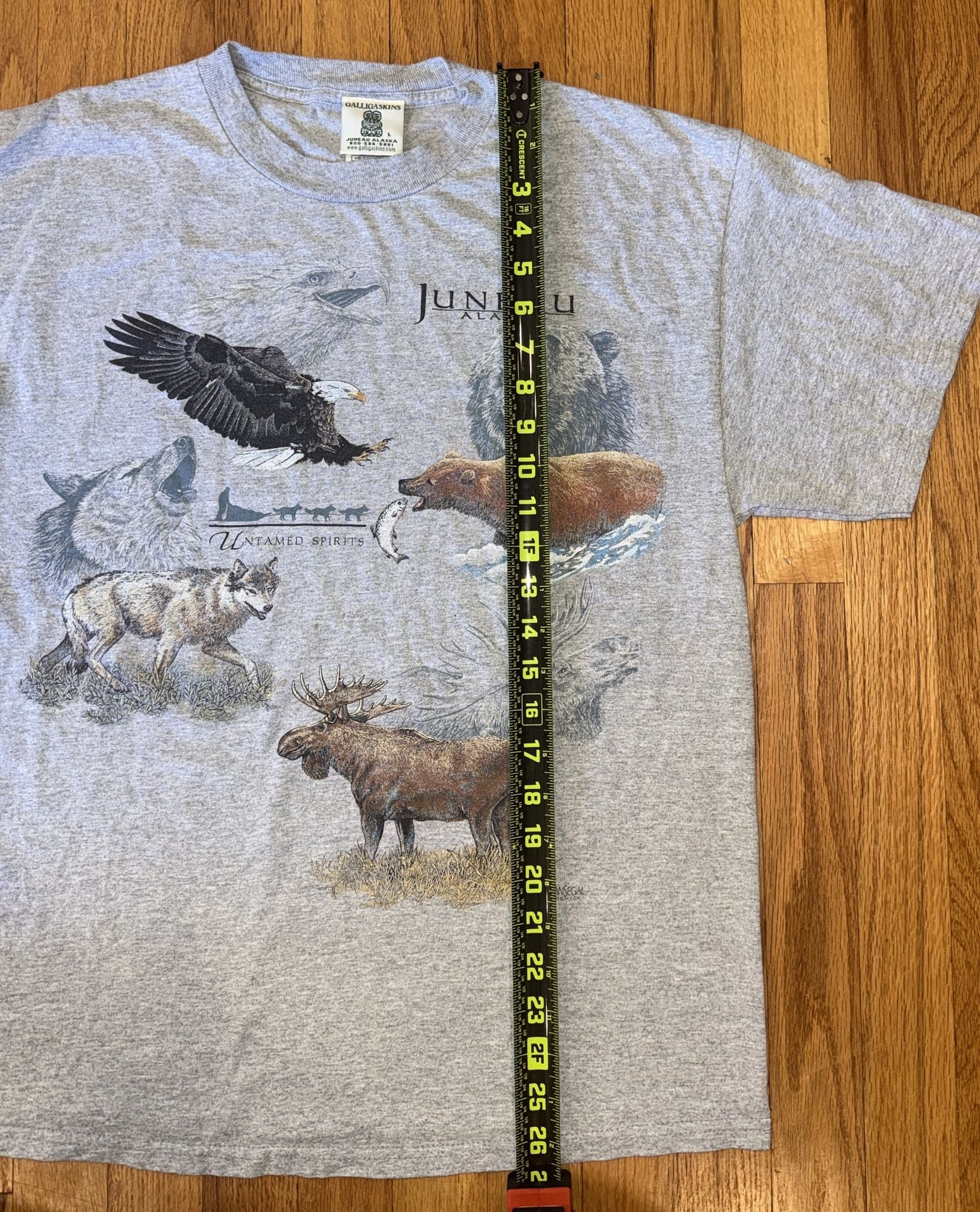 Vintage Alaska Untamed Spirits T-Shirt L Wildlife Nature Eagle Bear Moose 90s 6