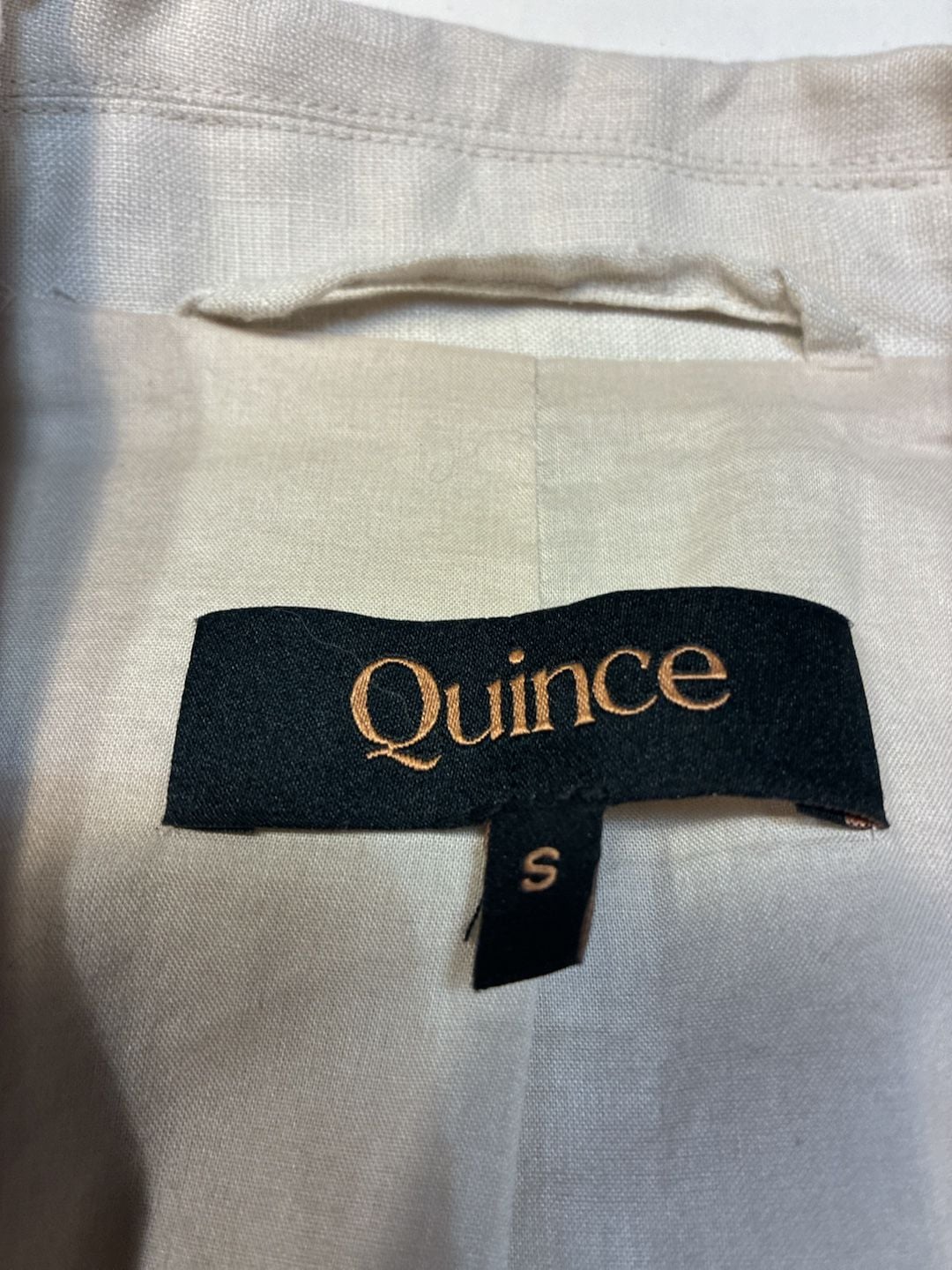Quince Linen Blazer Size S Beige Tortoise Buttons Pre-Owned 2