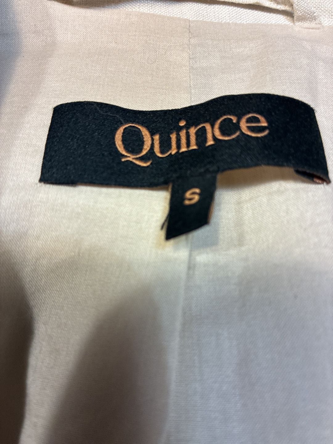 Quince Linen Blazer Size S Beige Tortoise Buttons Pre-Owned 3