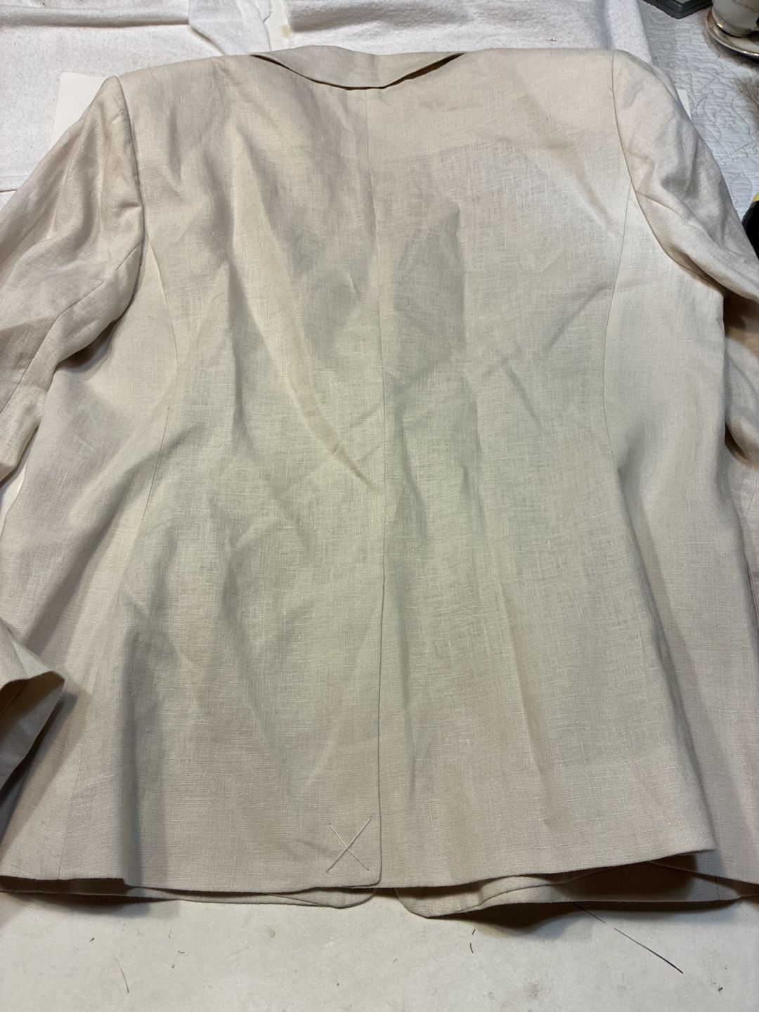 Quince Linen Blazer Size S Beige Tortoise Buttons Pre-Owned 10