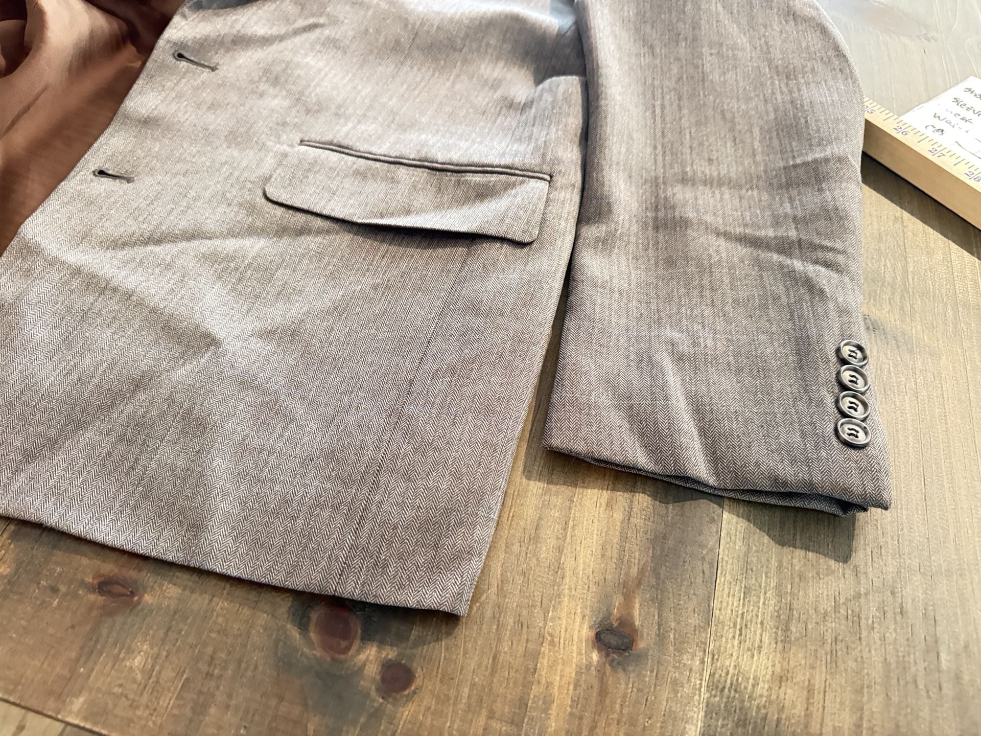 Marc Jeffries Wool Herringbone Blazer Sport Coat Grey 9