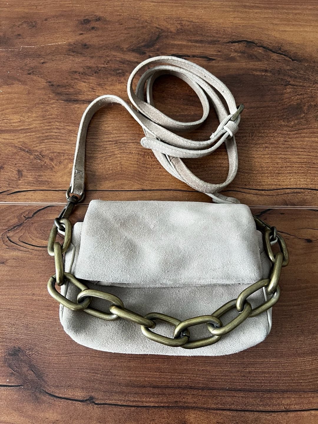Free People Charlie Chain Suede Crossbody Bag Tan 2