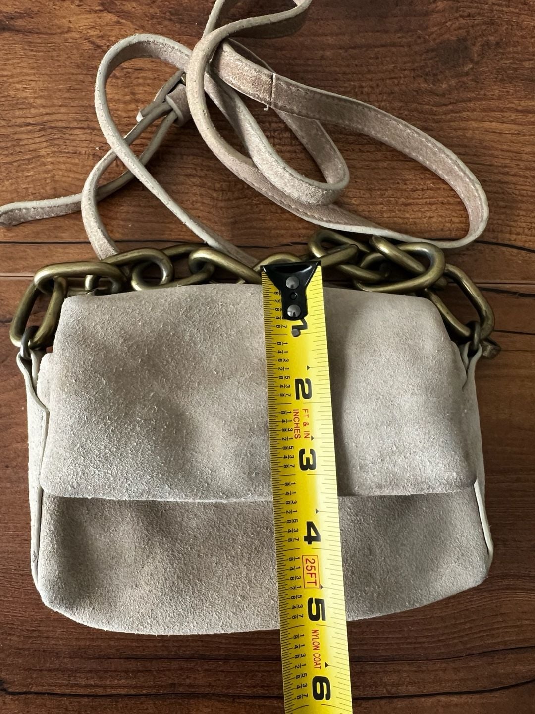 Free People Charlie Chain Suede Crossbody Bag Tan 5