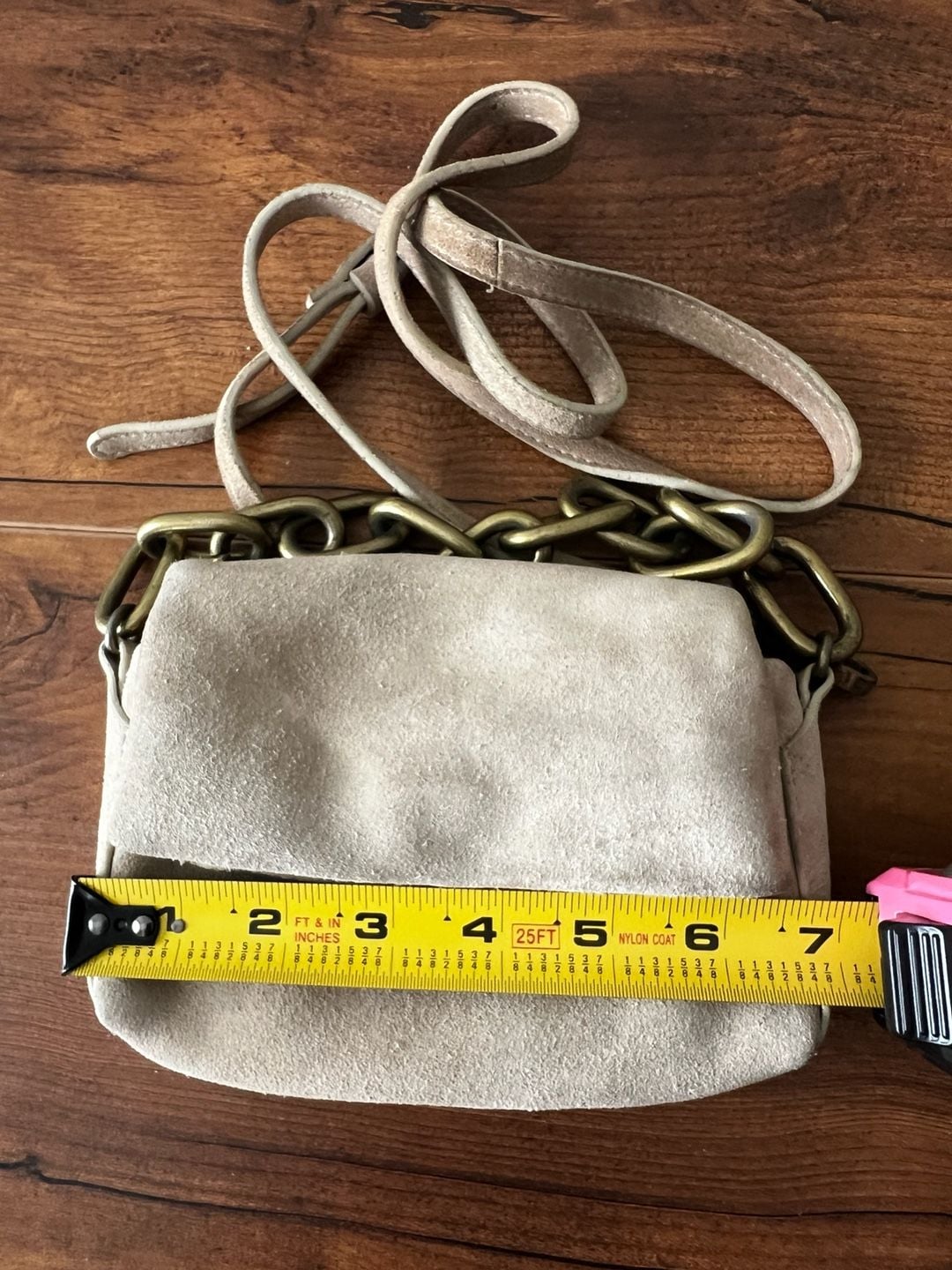 Free People Charlie Chain Suede Crossbody Bag Tan 6