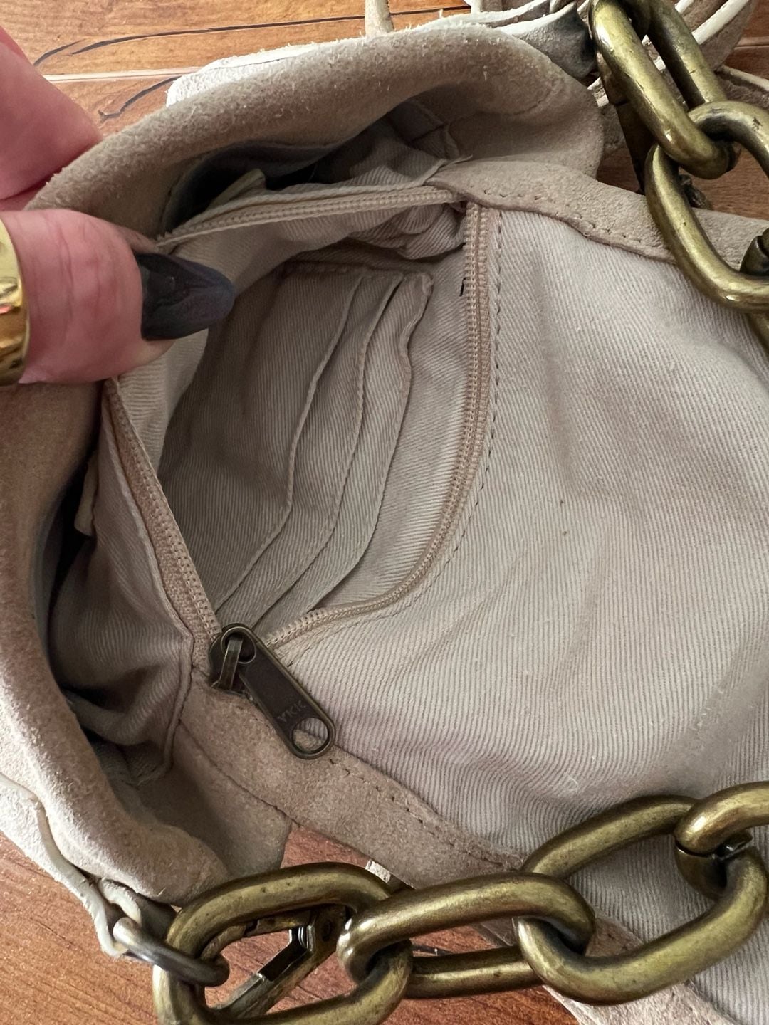 Free People Charlie Chain Suede Crossbody Bag Tan 8