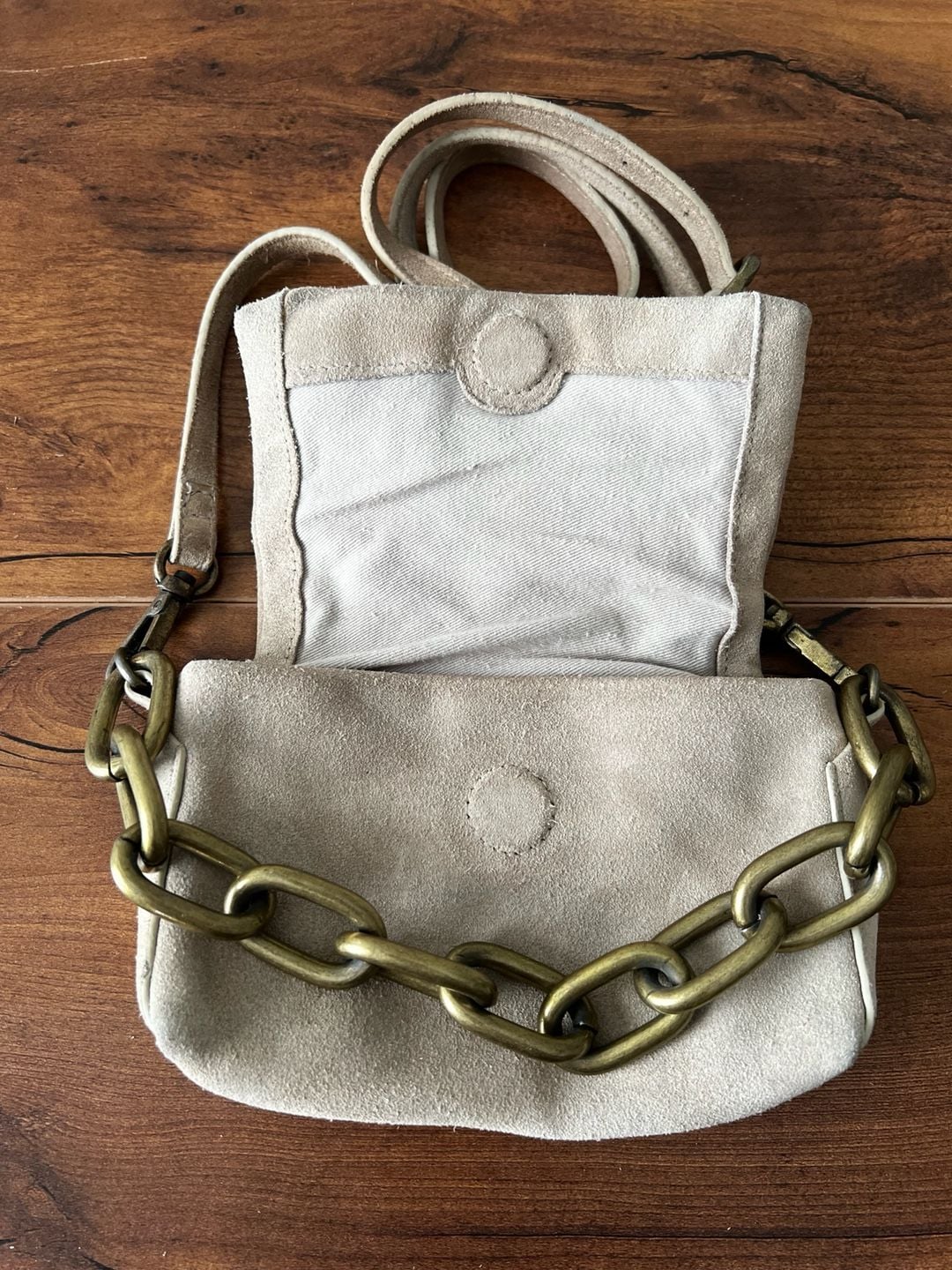 Free People Charlie Chain Suede Crossbody Bag Tan 10