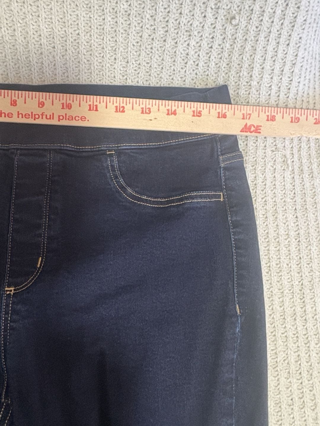 St John's Bay Jegging Size 12 Dark Wash Denim Pull On Skinny Jeans 4