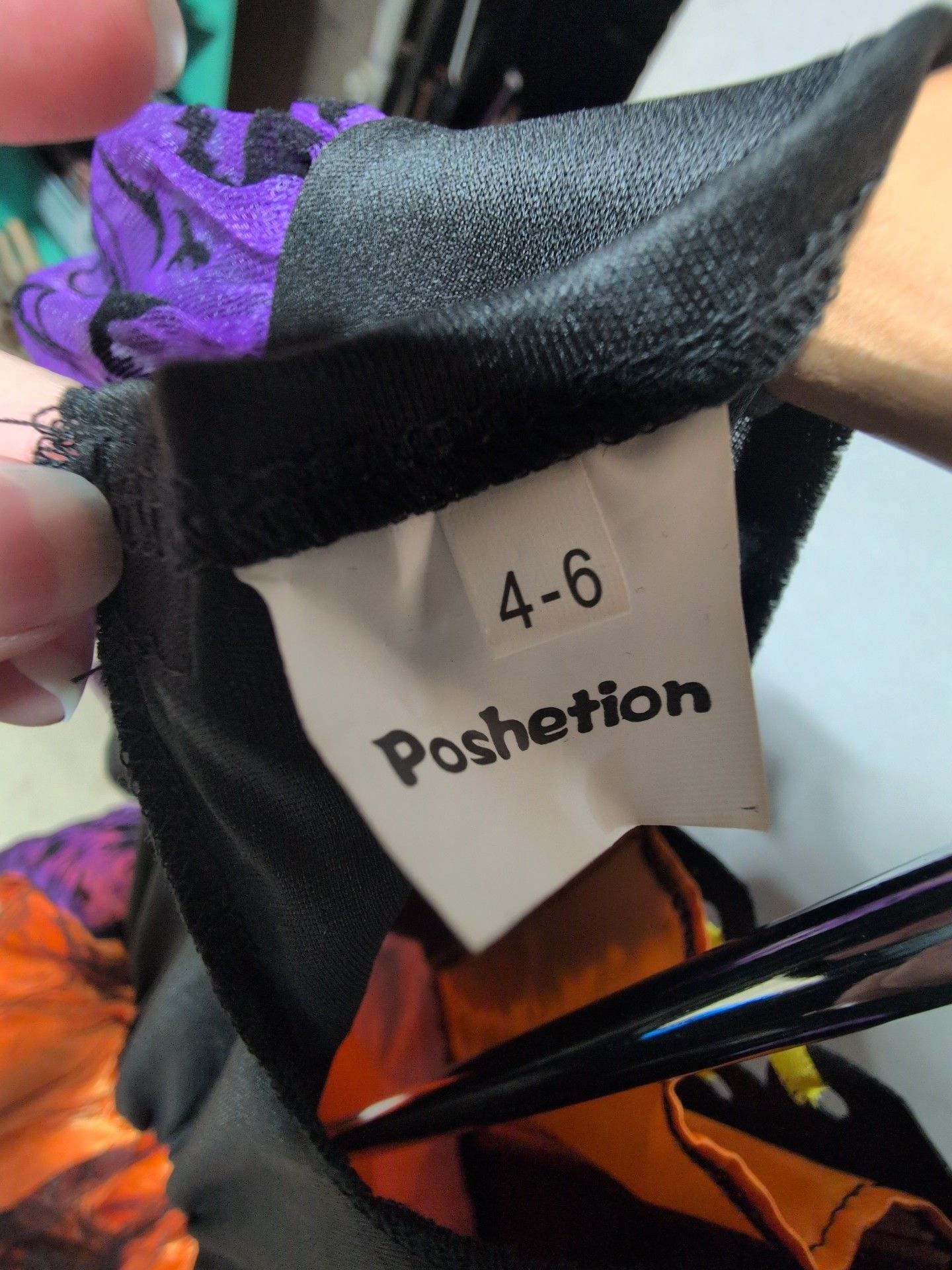 Poshetion Light Up Witch Costume Dress Girls Size 4-6 Halloween Orange Black 6
