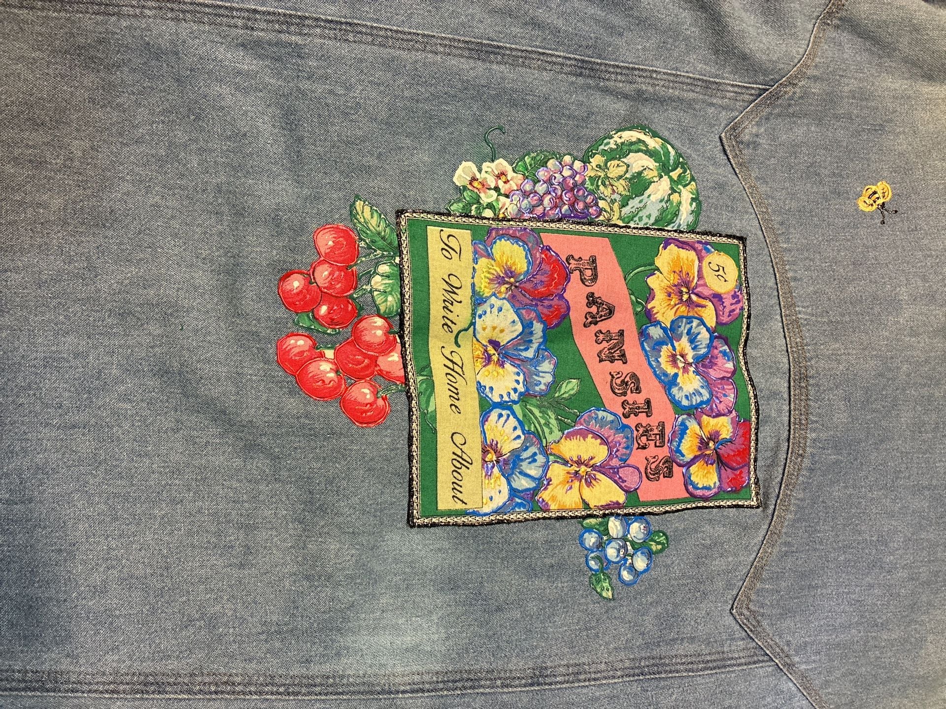 Woolrich Denim Shirt Size M Hand Painted Floral Western Long Sleeve 16