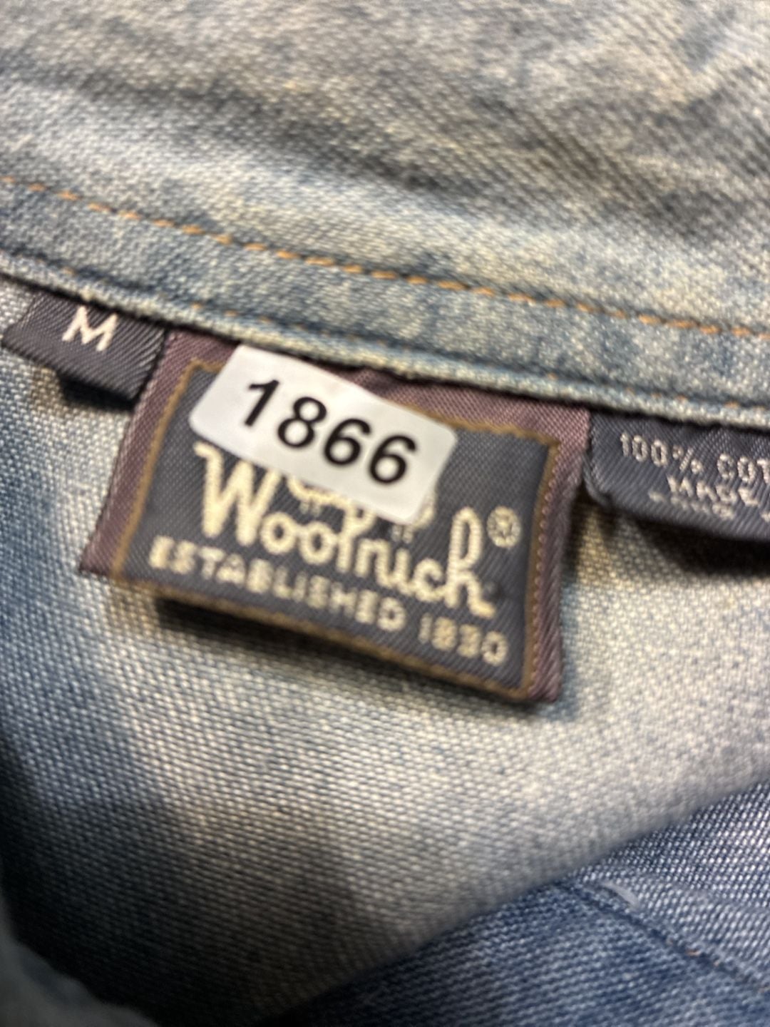 Woolrich Denim Shirt Size M Hand Painted Floral Western Long Sleeve 18