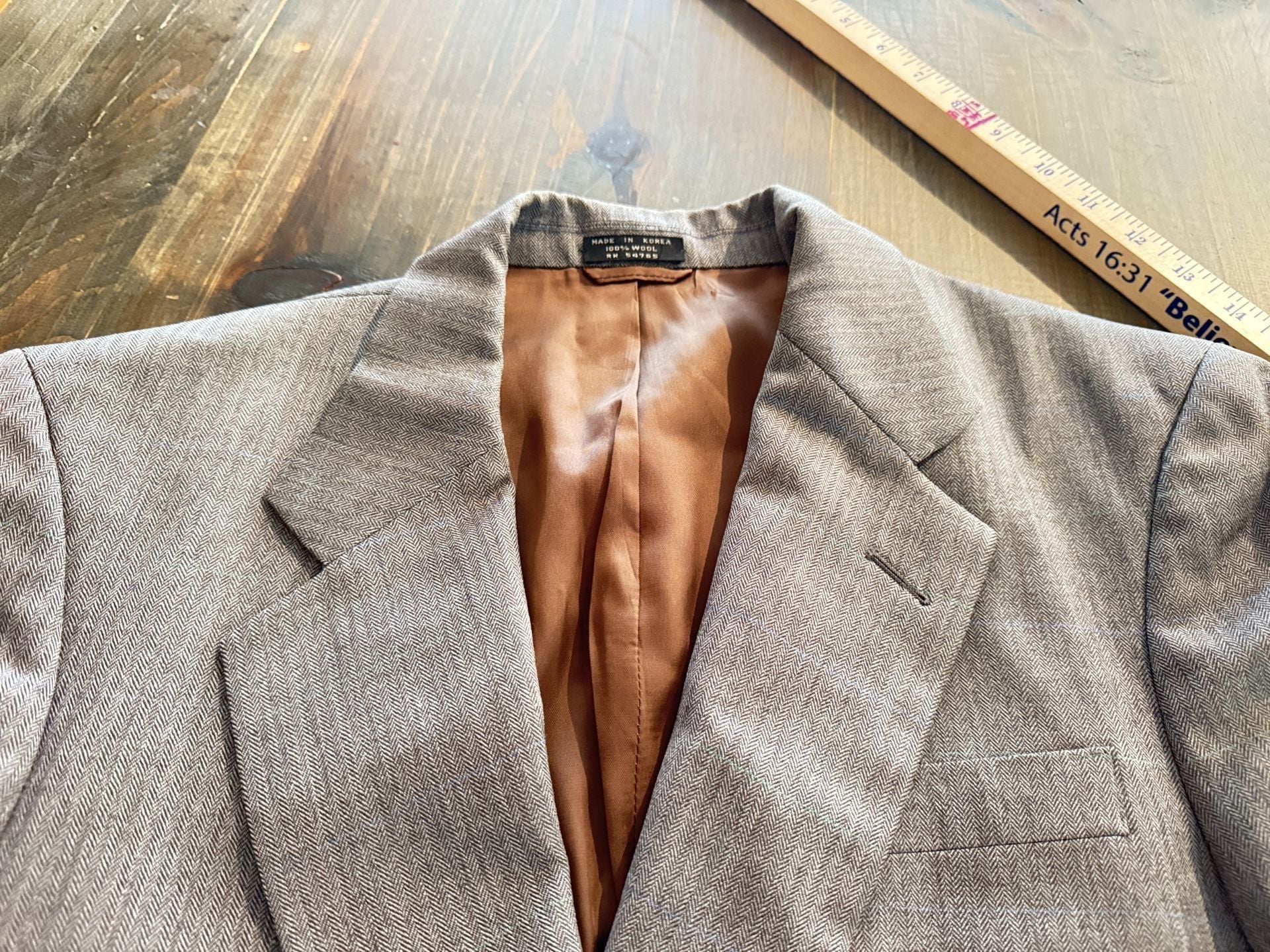 Marc Jeffries Wool Herringbone Blazer Sport Coat Grey 10