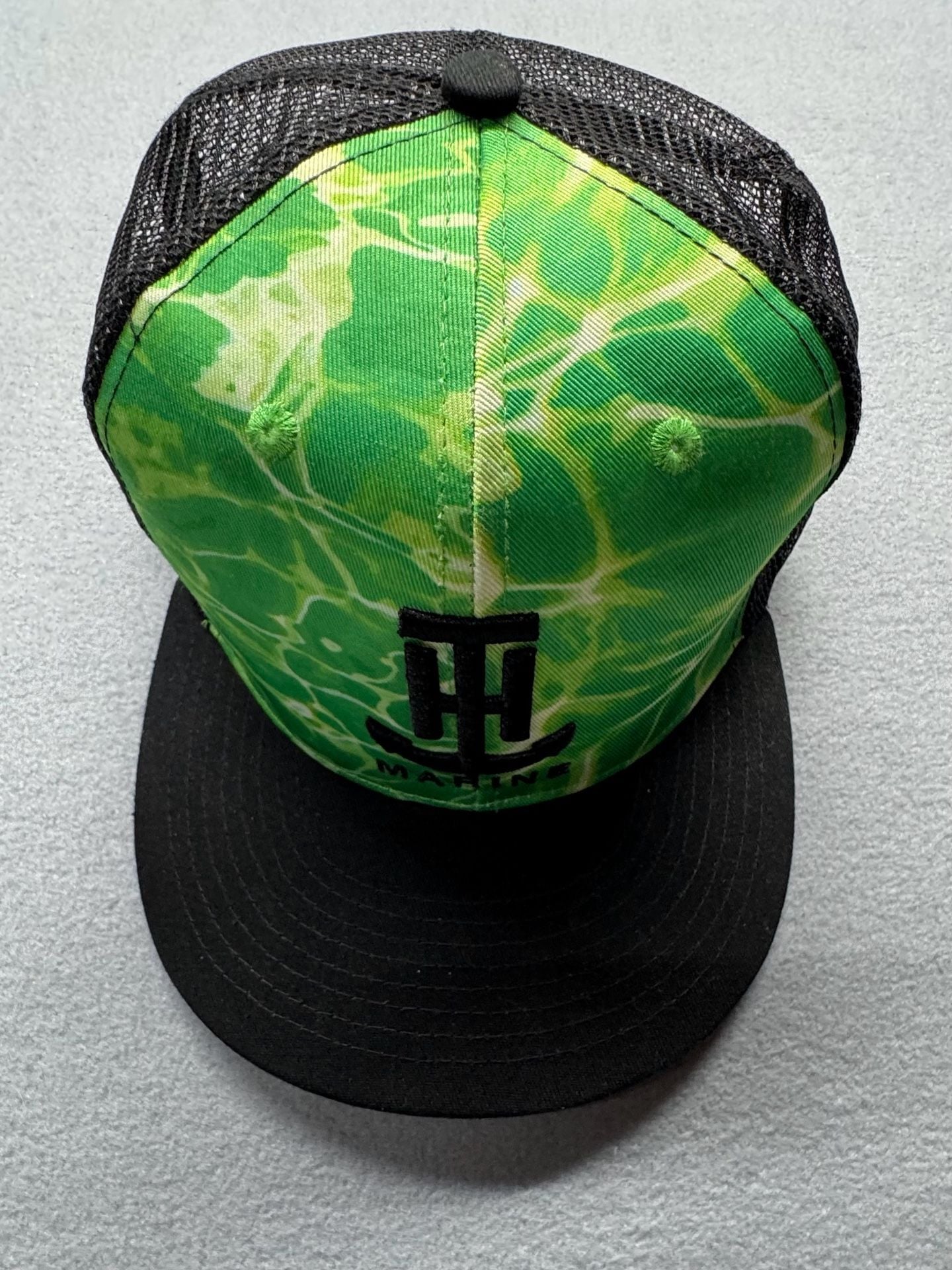 T-H Marine Trucker Hat Green Black Water Print Snapback 2