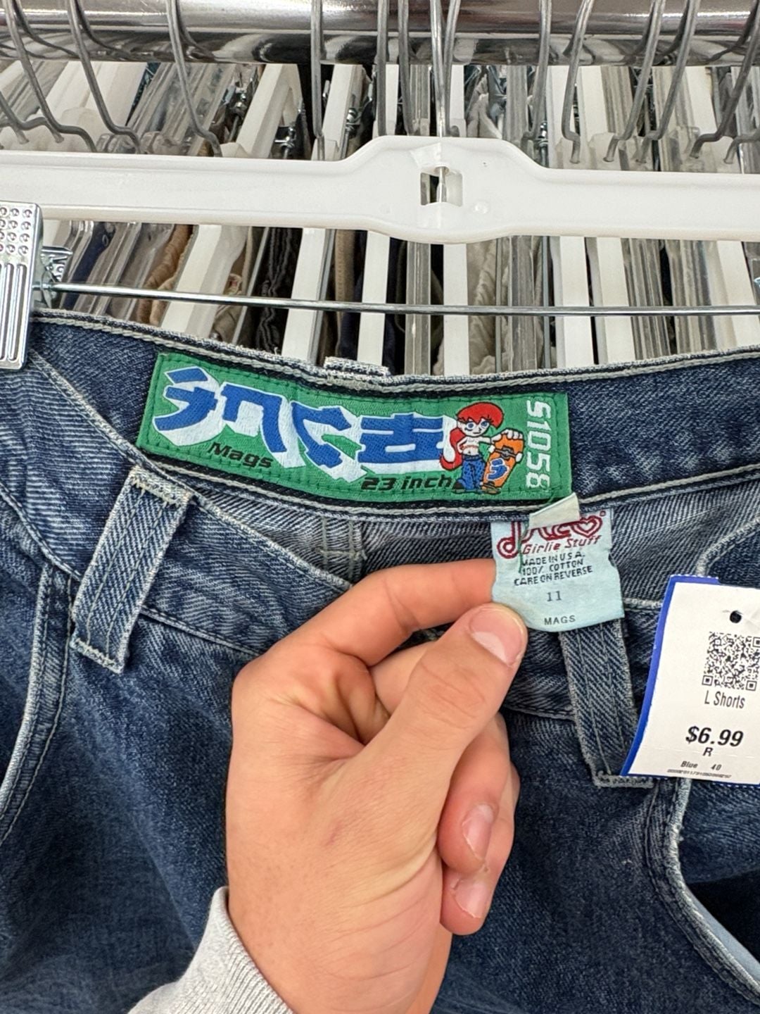 JNCO Mags Girlie Stuff Size 11 Denim Shorts Blue Skater Jorts Baggy Y2K 3