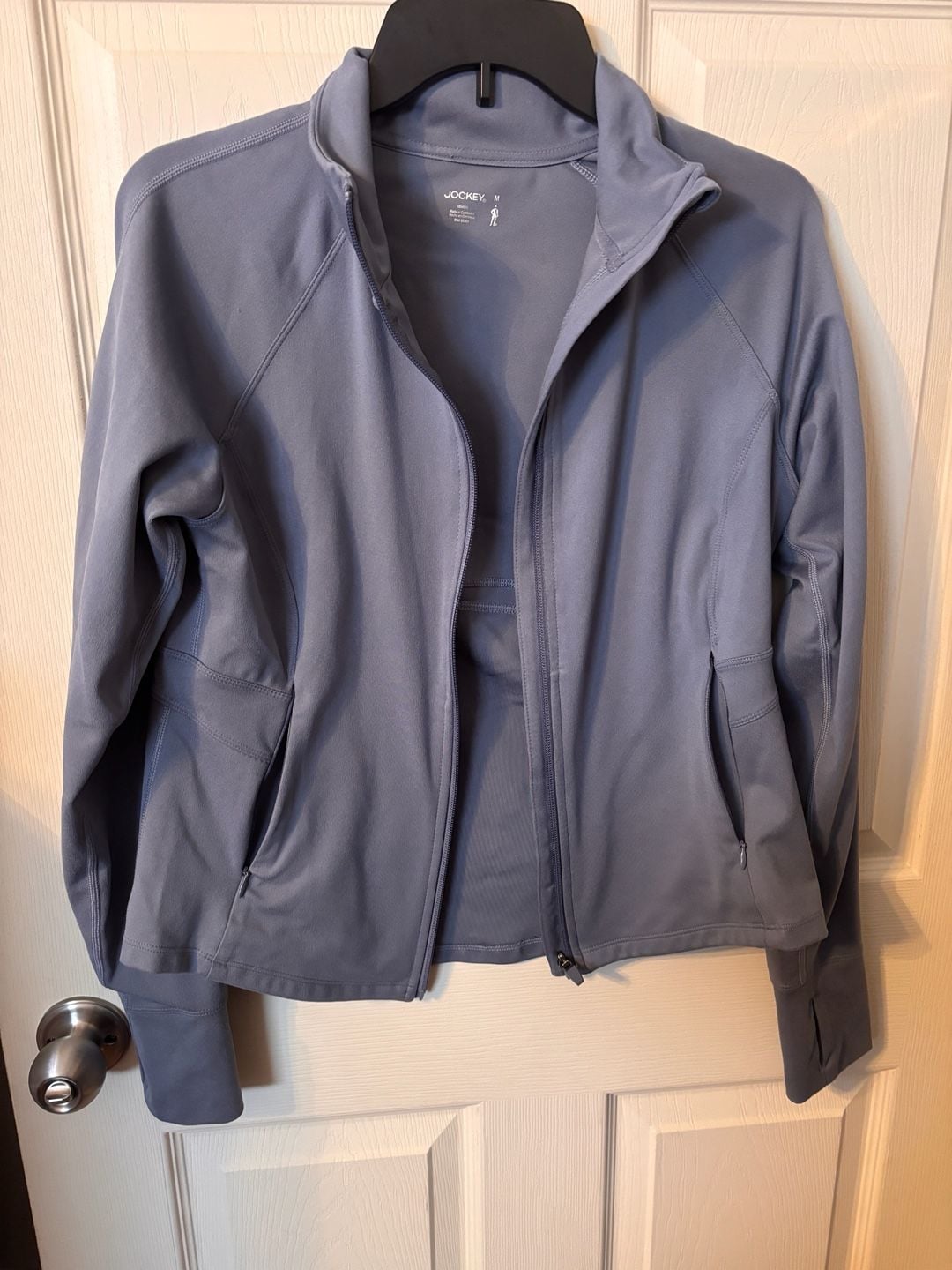 Jockey Active Jacket Size M Blue Full-Zip Thumbholes 2