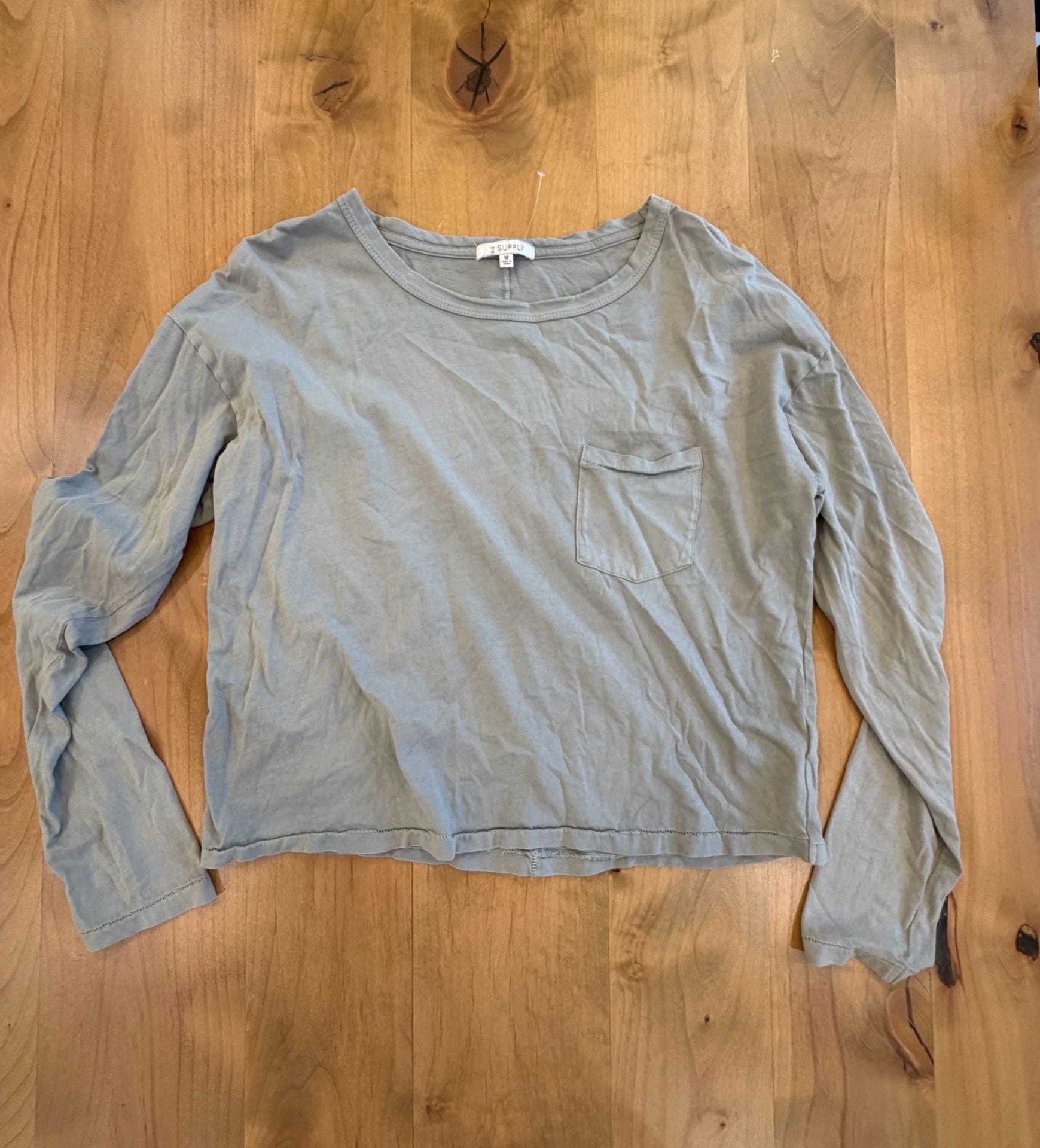 Z Supply Long Sleeve Pocket Tee Size M Green Cotton 2