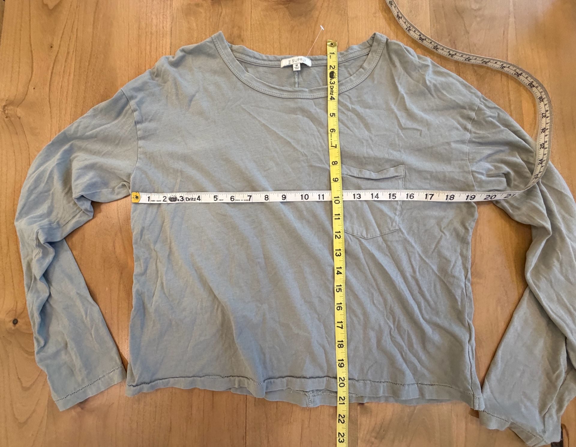 Z Supply Long Sleeve Pocket Tee Size M Green Cotton 3
