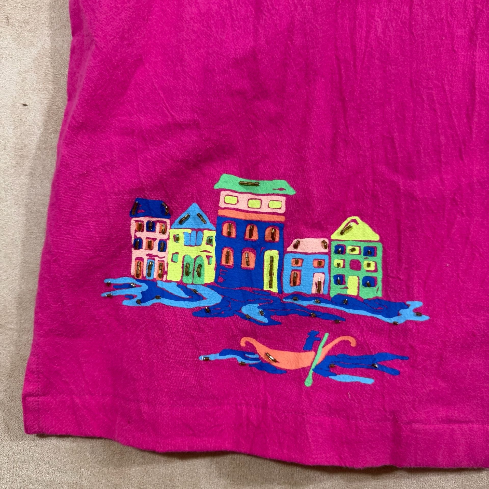 Jane Ashley Blouse Embroidered Village Scene 3