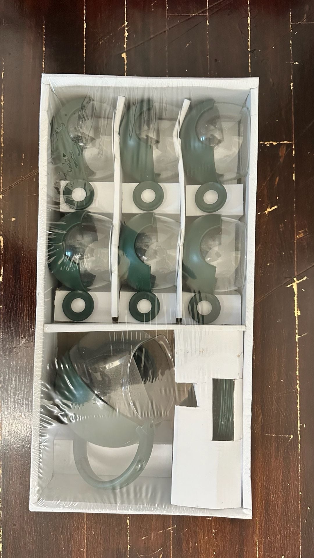 ES 7 Pcs Tea Gift Set Glass Teapot and Cups Dark Green 2