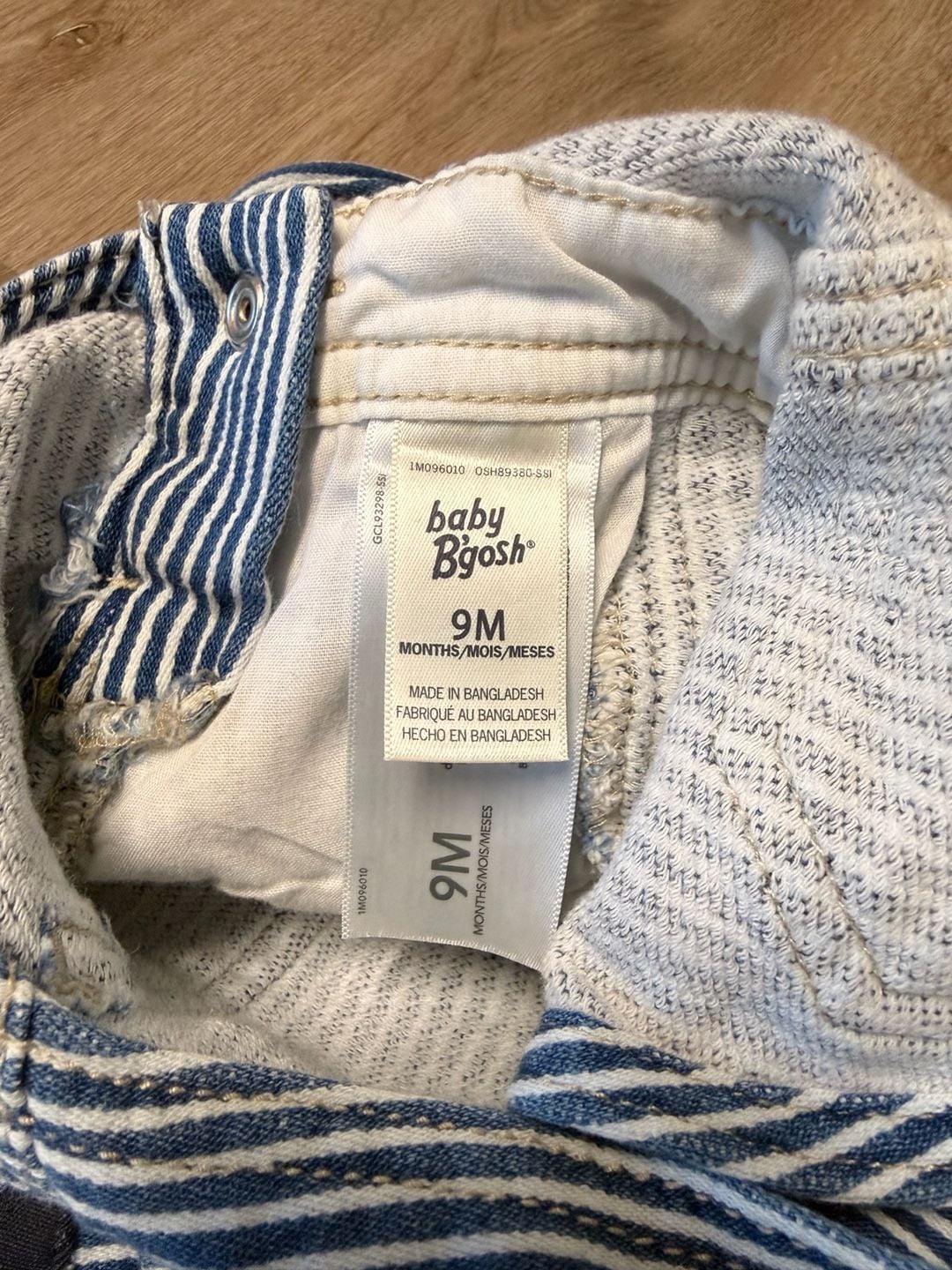 Baby B'gosh Striped Overalls Size 9M Blue White Denim 4