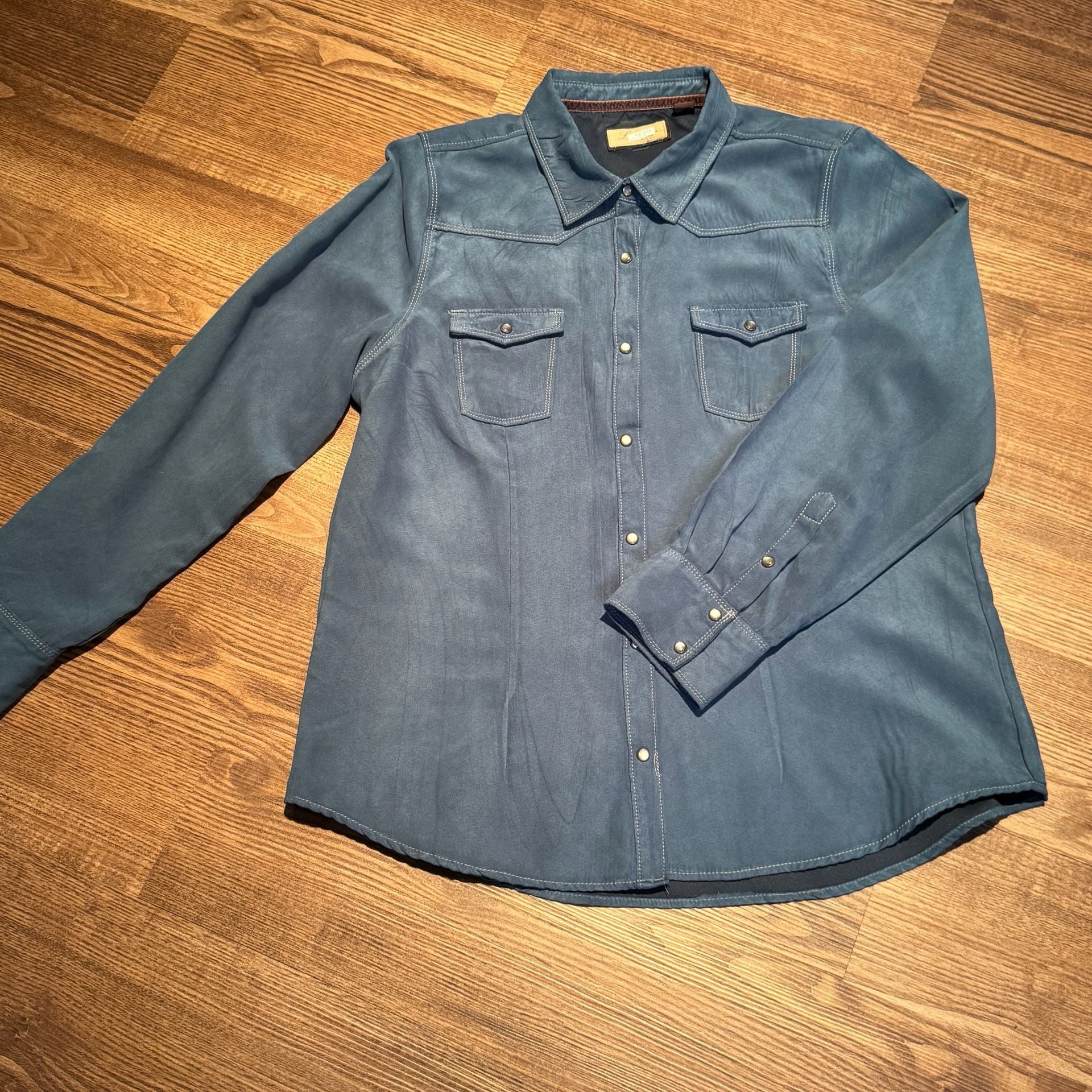 Legacy Falls For Her Microsuede Western Shirt XL Teal Pearl Snap Cowgirl 2