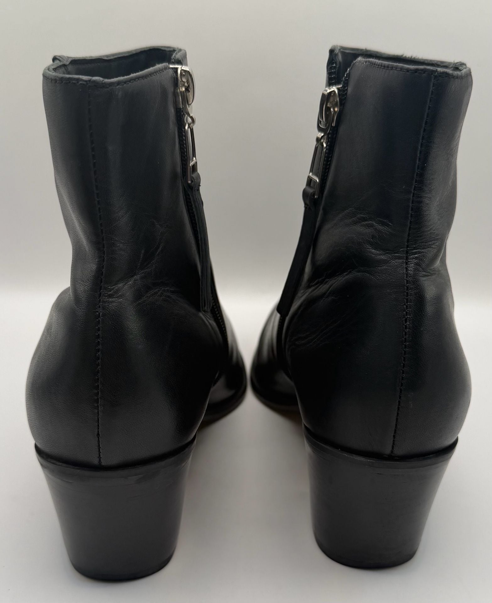 ABLE Black Leather Ankle Boots Size 10.5M 4