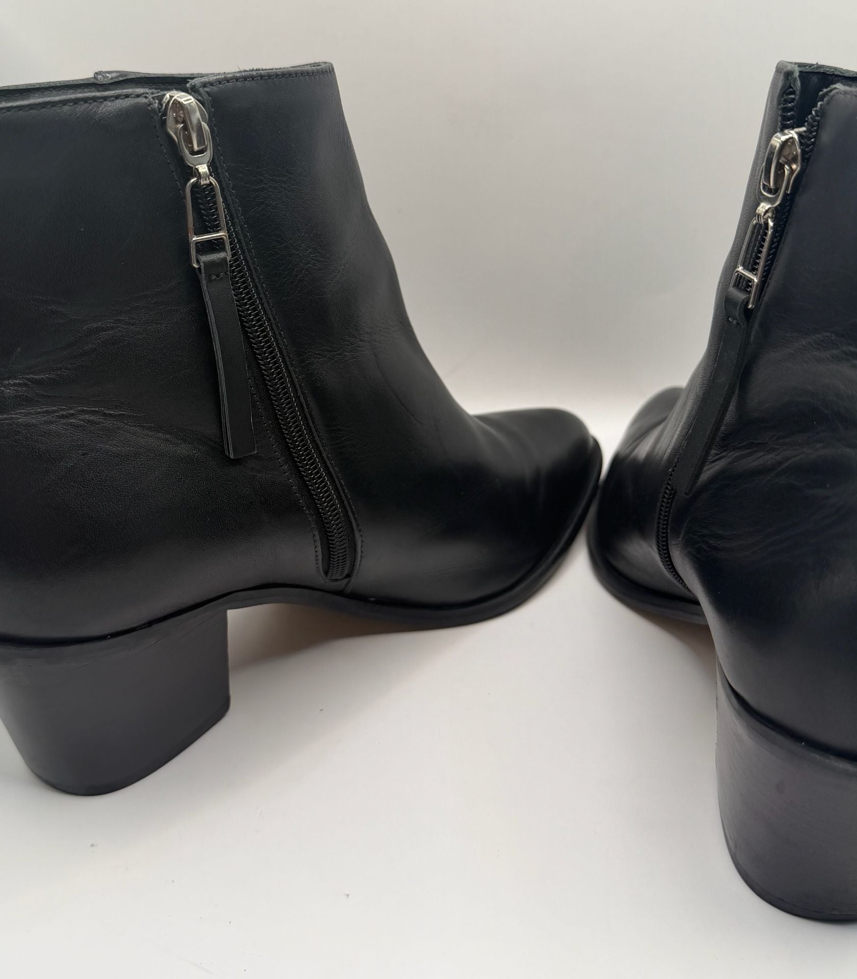 ABLE Black Leather Ankle Boots Size 10.5M 5