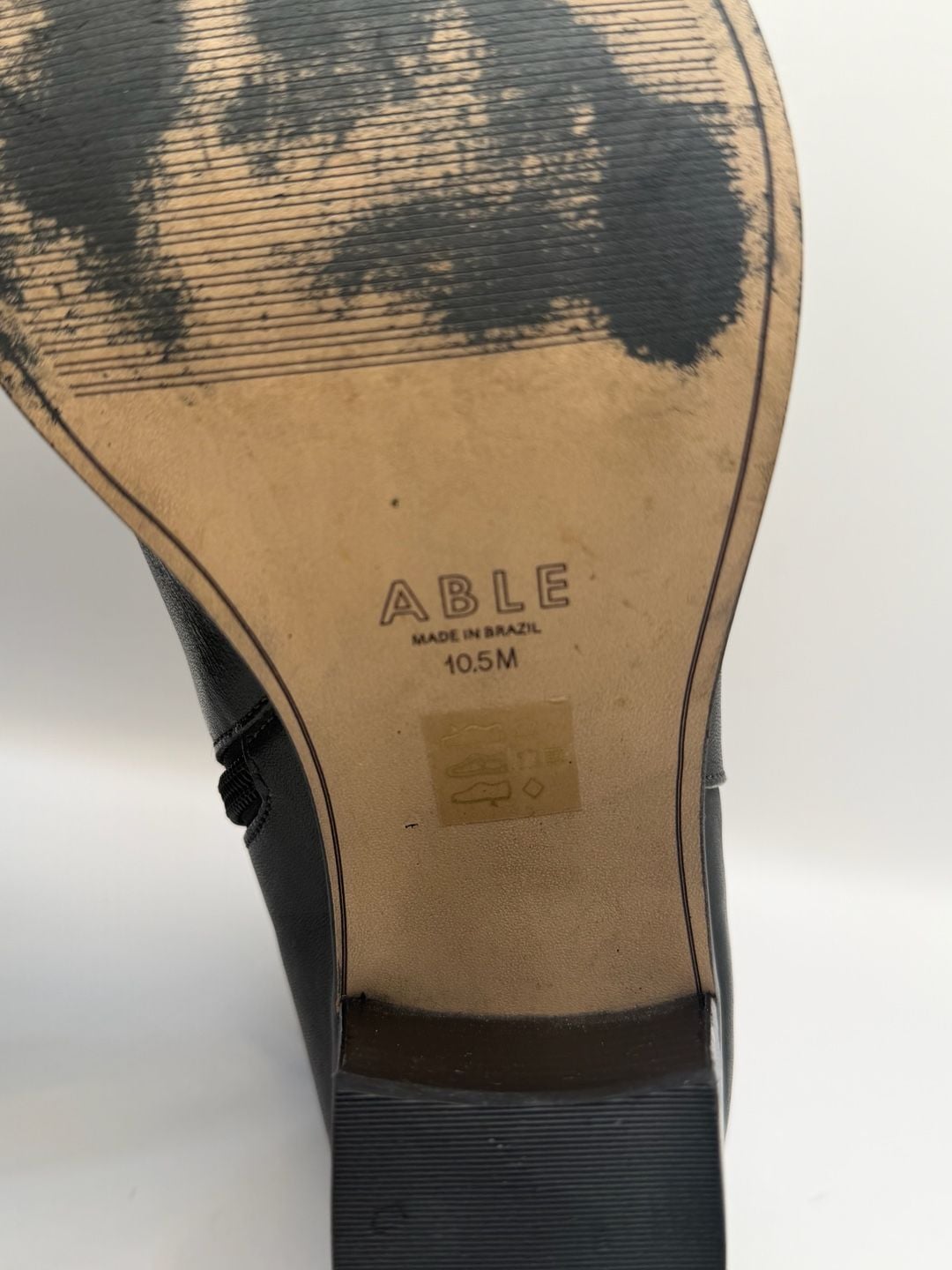 ABLE Black Leather Ankle Boots Size 10.5M 7