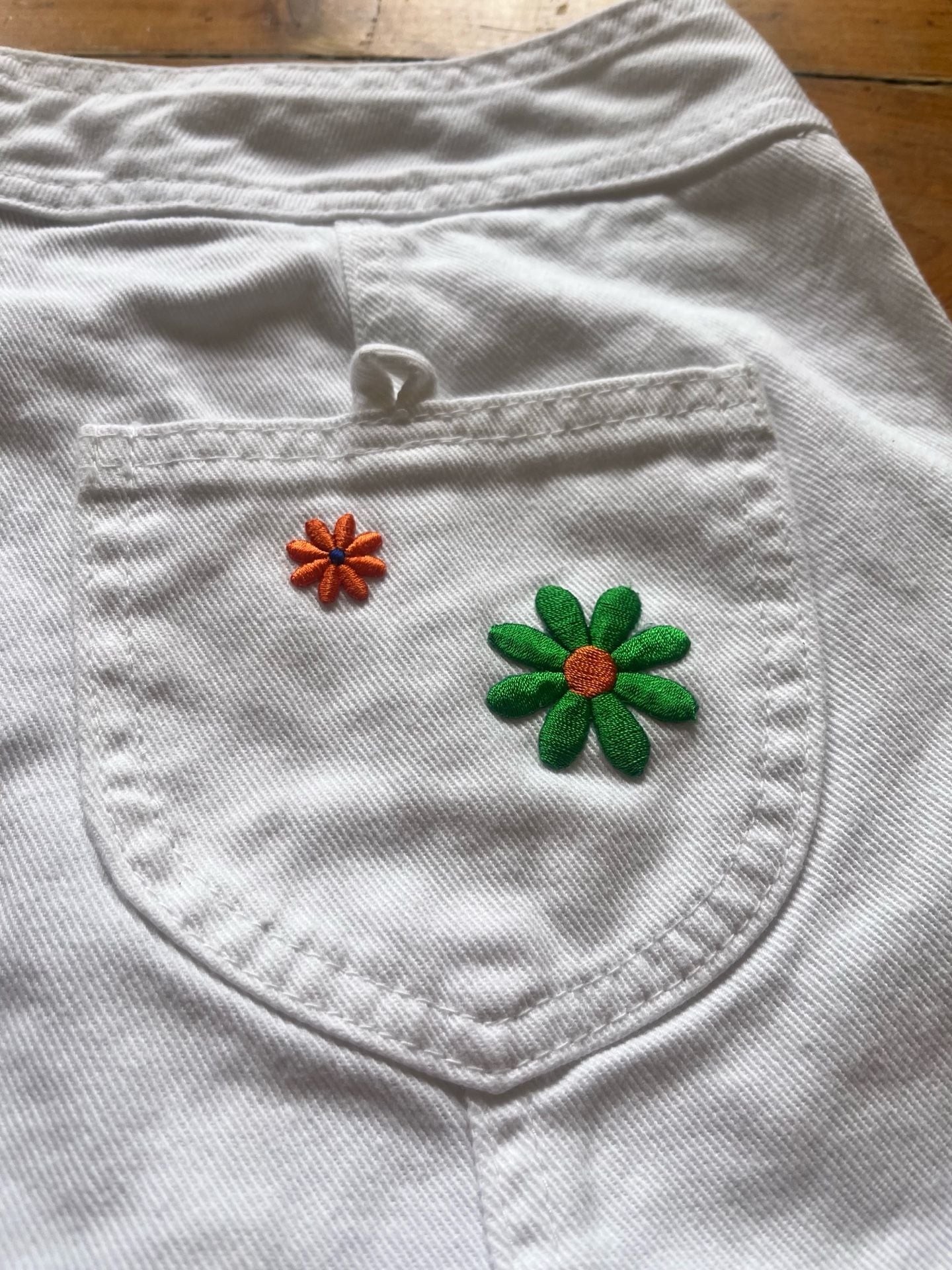 Vtg 90s California Concepts Denim Shorts Size 11 Large White Embroidered Flowers 3