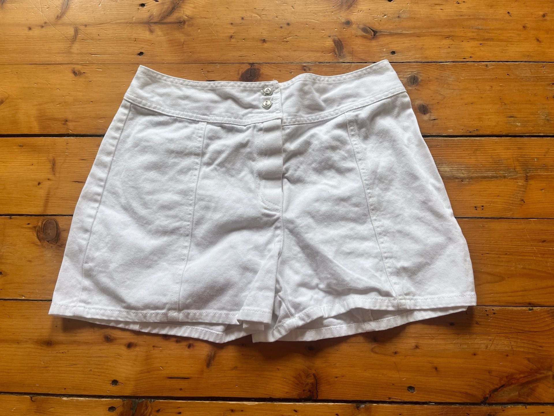 Vtg 90s California Concepts Denim Shorts Size 11 Large White Embroidered Flowers 4