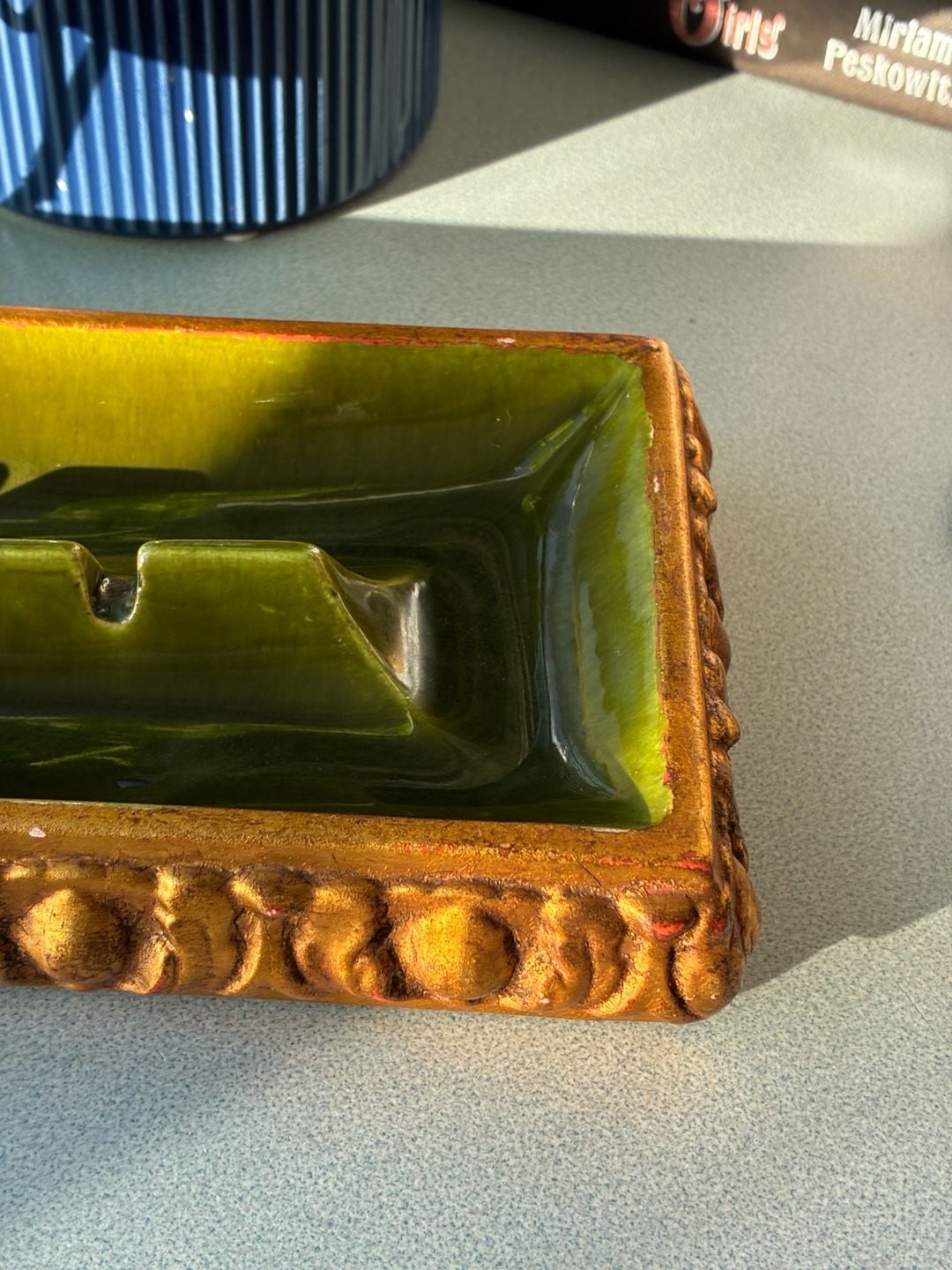 California Originals Mid-Century Green Gold Asntray Hollywood Regency 3