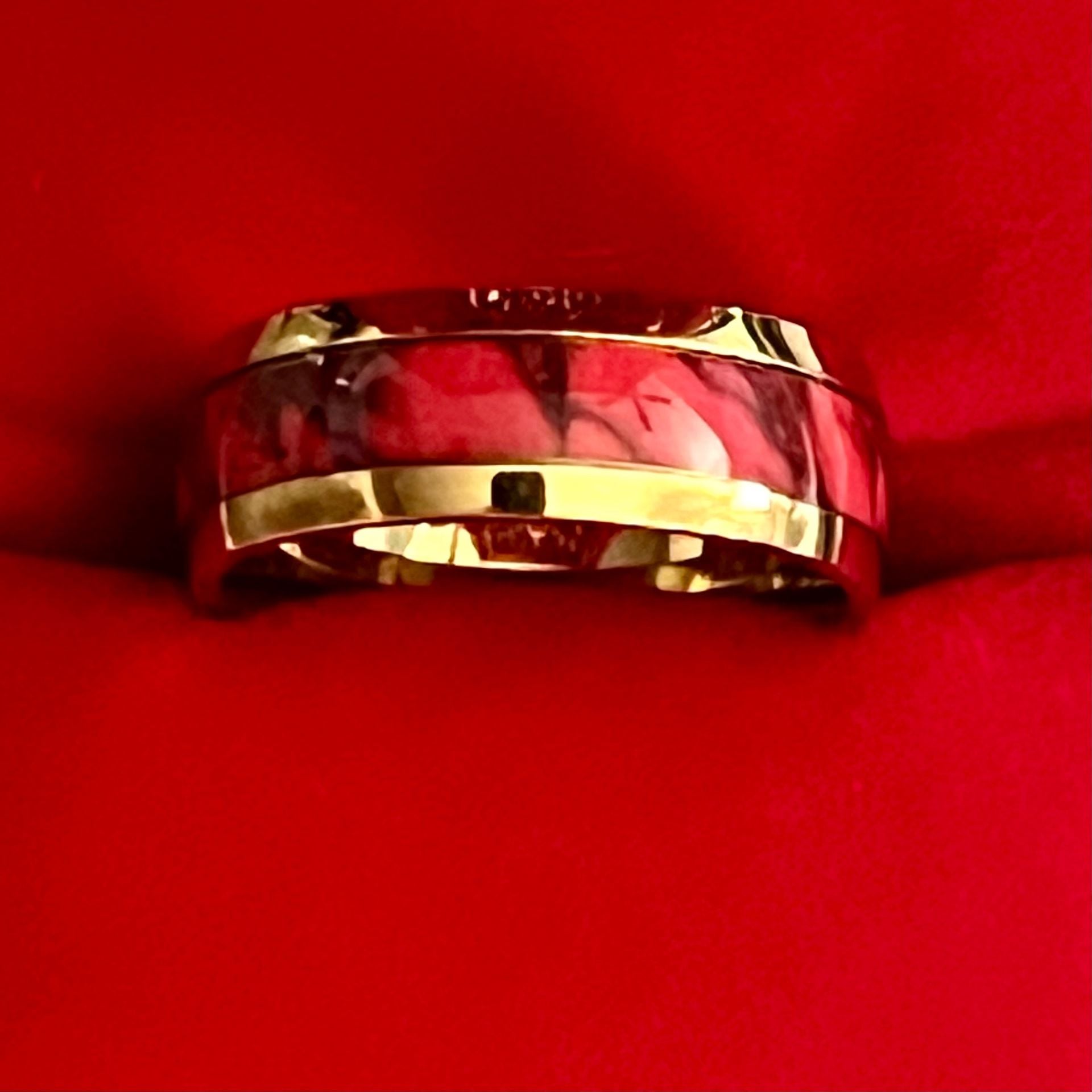 Tungsten Gold and Red Camo Inlay 6mm Polished Finish Band Size 11 2