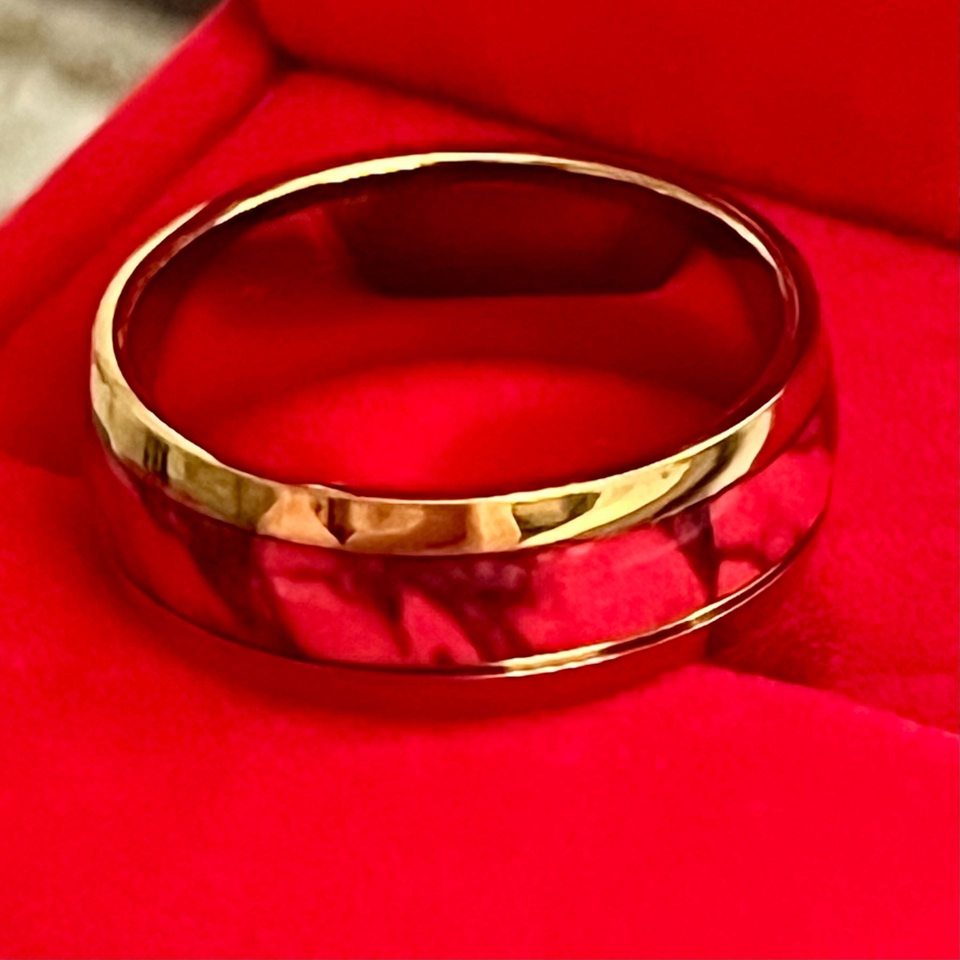 Tungsten Gold and Red Camo Inlay 6mm Polished Finish Band Size 11 4