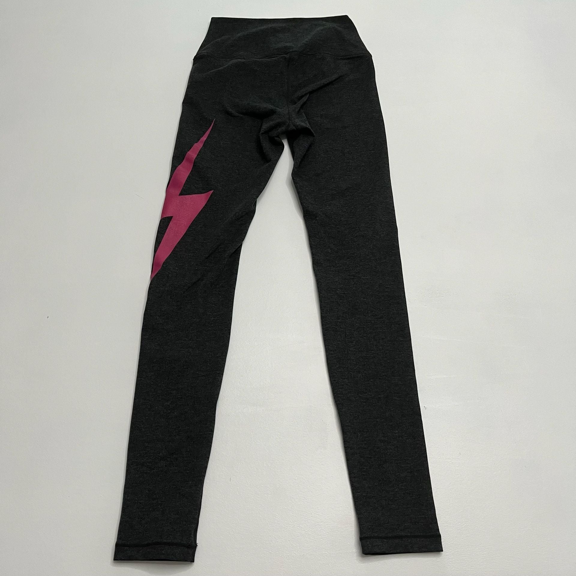 Aviator Nation Leggings Size XS Charcoal Gray Pink Lightning Bolt 3