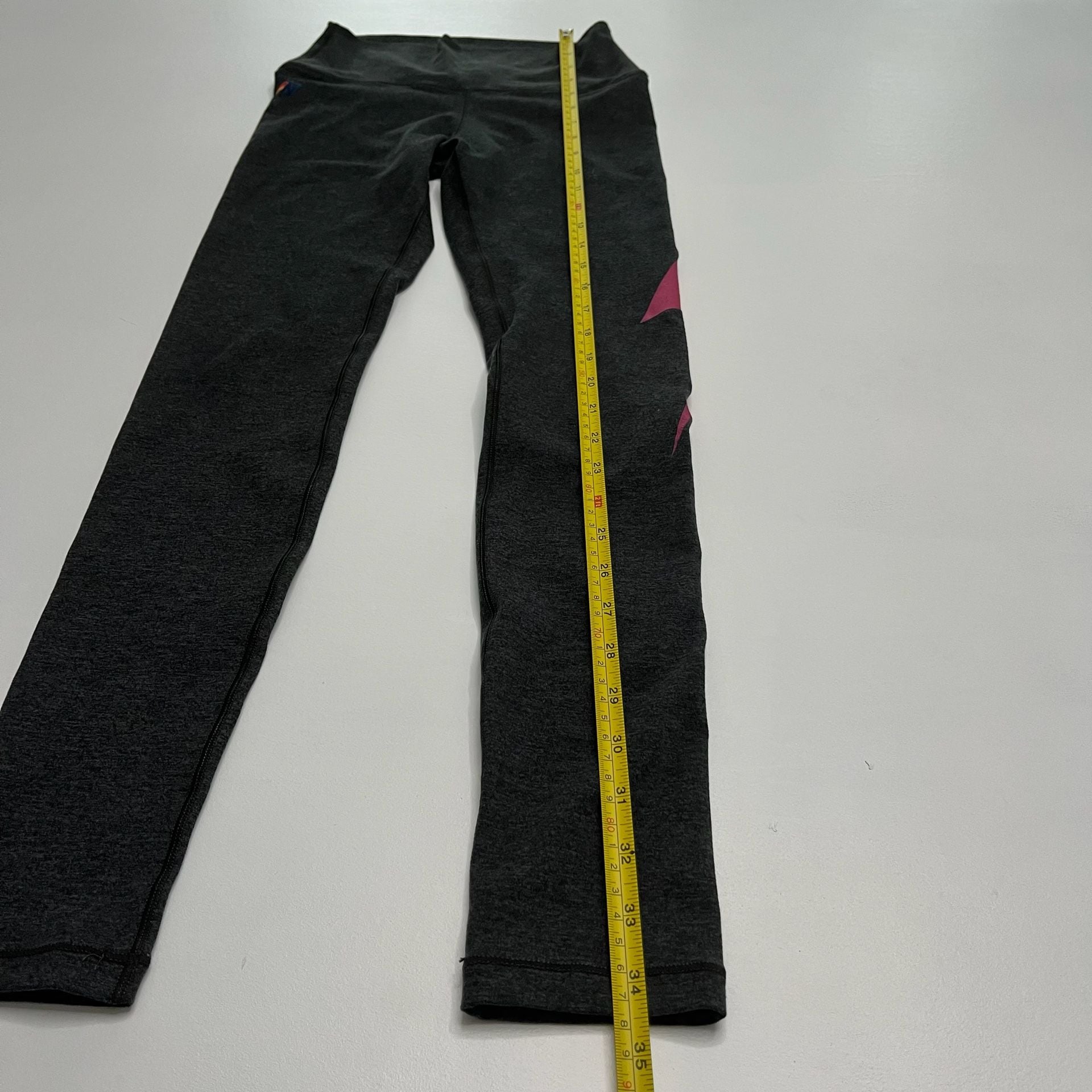Aviator Nation Leggings Size XS Charcoal Gray Pink Lightning Bolt 6