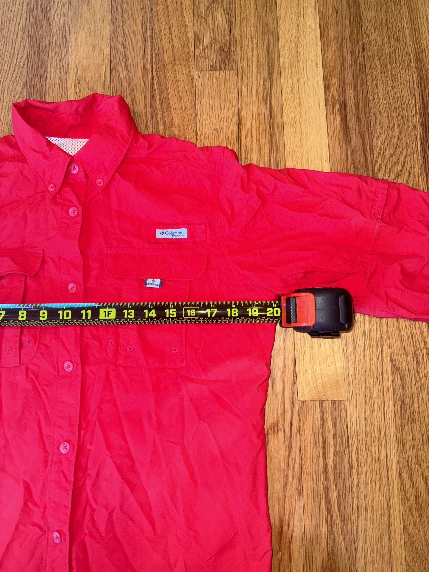 Columbia PFG Bahama II Women's Red Fishing Shirt Roll Tab Long Sleeve Small 6
