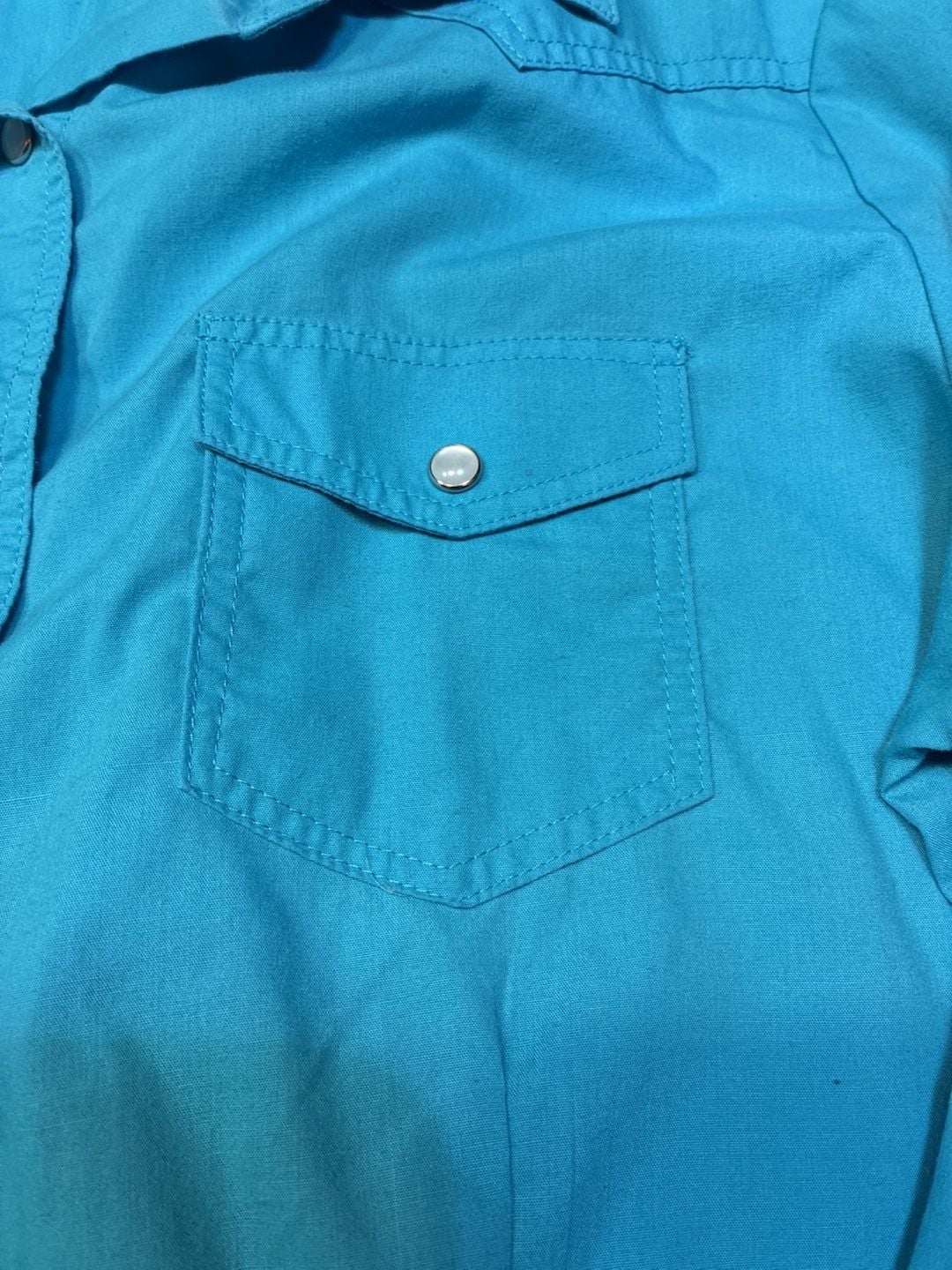 Roper Western Pearl Snap Shirt Size L Turquoise Long Sleeve 5