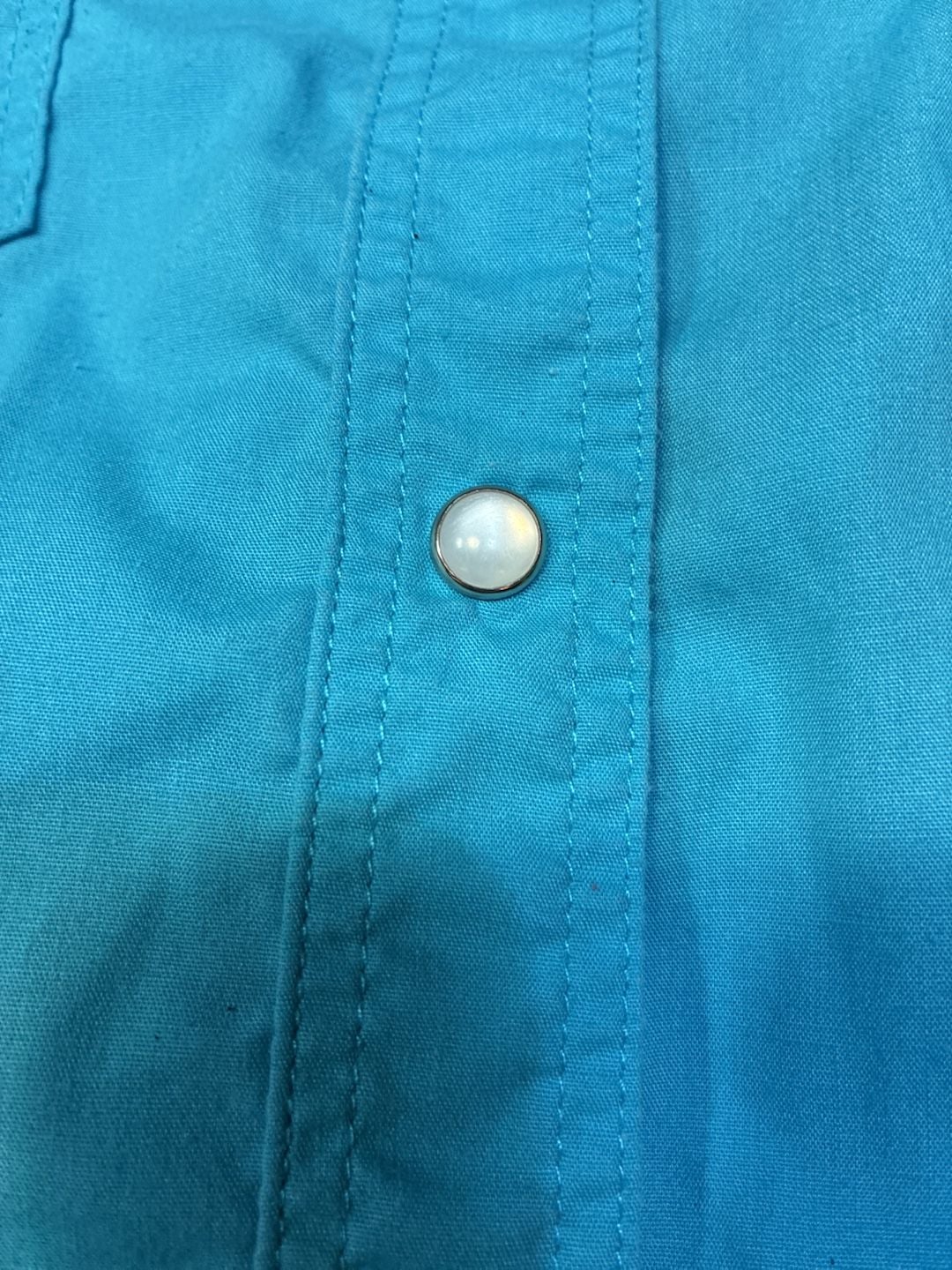 Roper Western Pearl Snap Shirt Size L Turquoise Long Sleeve 6