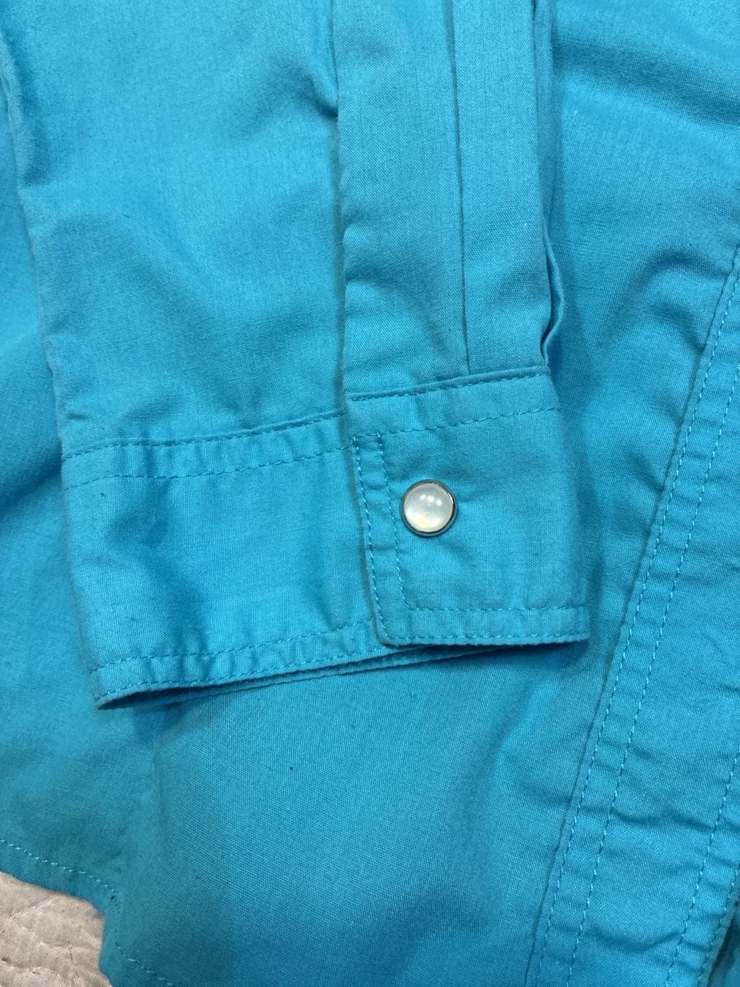 Roper Western Pearl Snap Shirt Size L Turquoise Long Sleeve 7