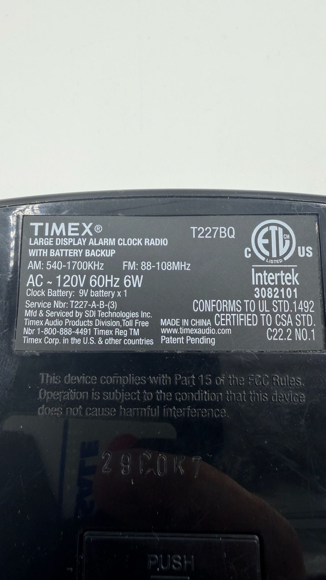 Timex Multi Directional Sound Chamber Alarm Clock T227BQ MP3 Line In 7