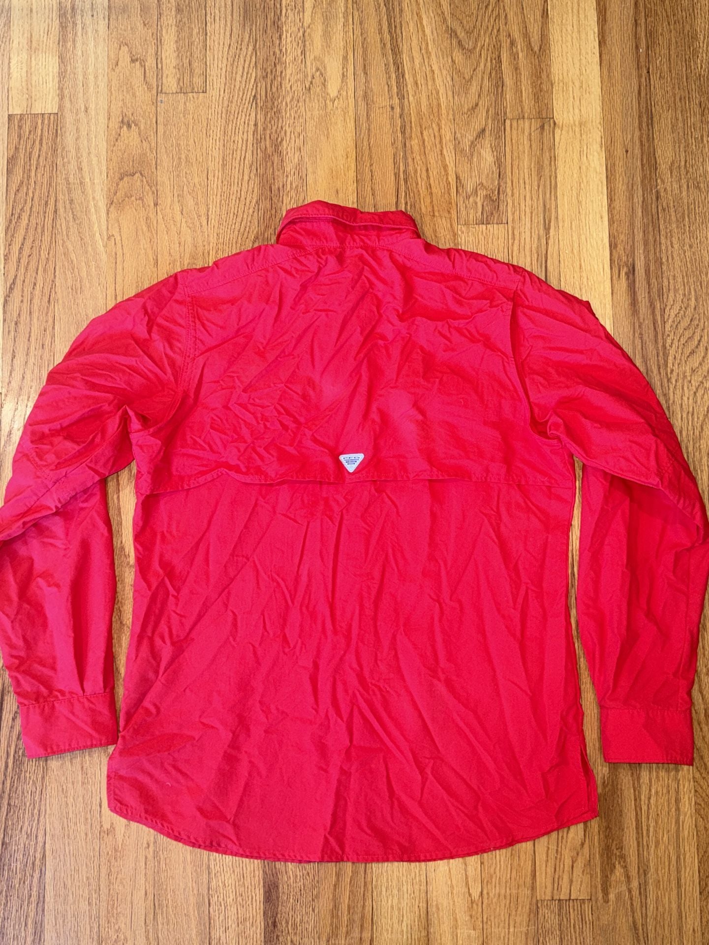 Columbia PFG Bahama II Women's Red Fishing Shirt Roll Tab Long Sleeve Small 8
