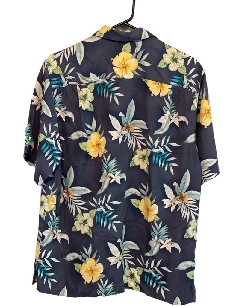 Tommy Bahama Disney Parks Silk Hawaiian Camp Shirt Navy Floral Small 4