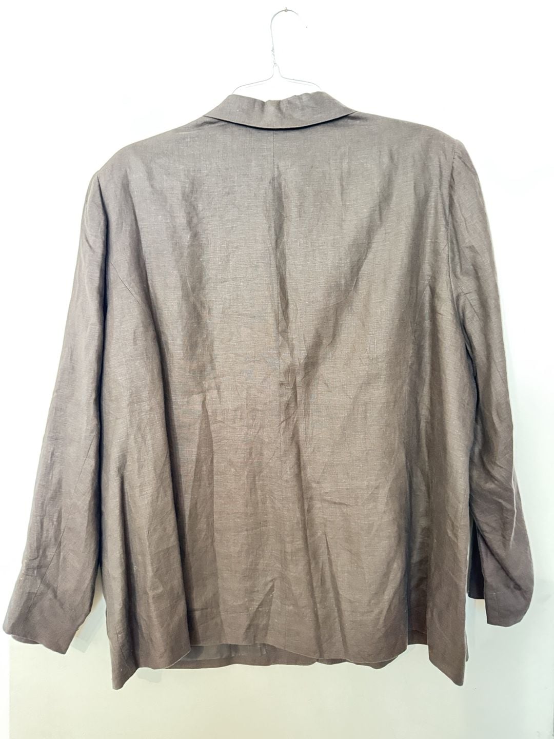 Merona Blazer Size 24W Brown Linen Pocket Jacket 4