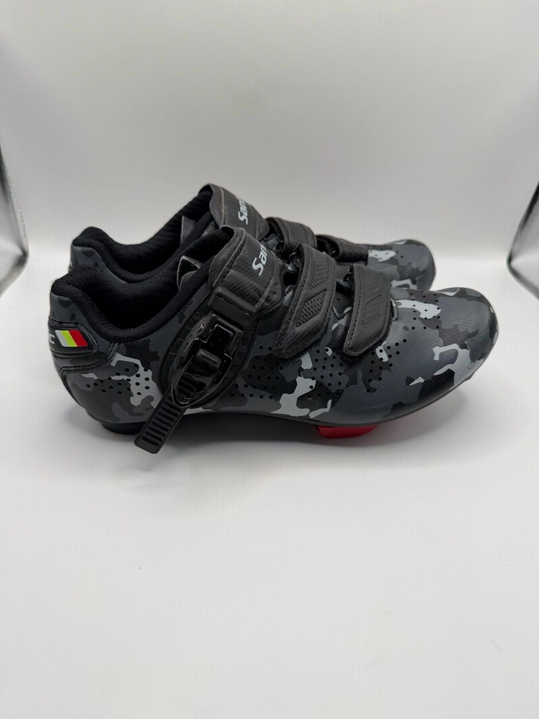 Santic Cycling Shoes Size 39 Black Grey Camo Bike Cleats 3