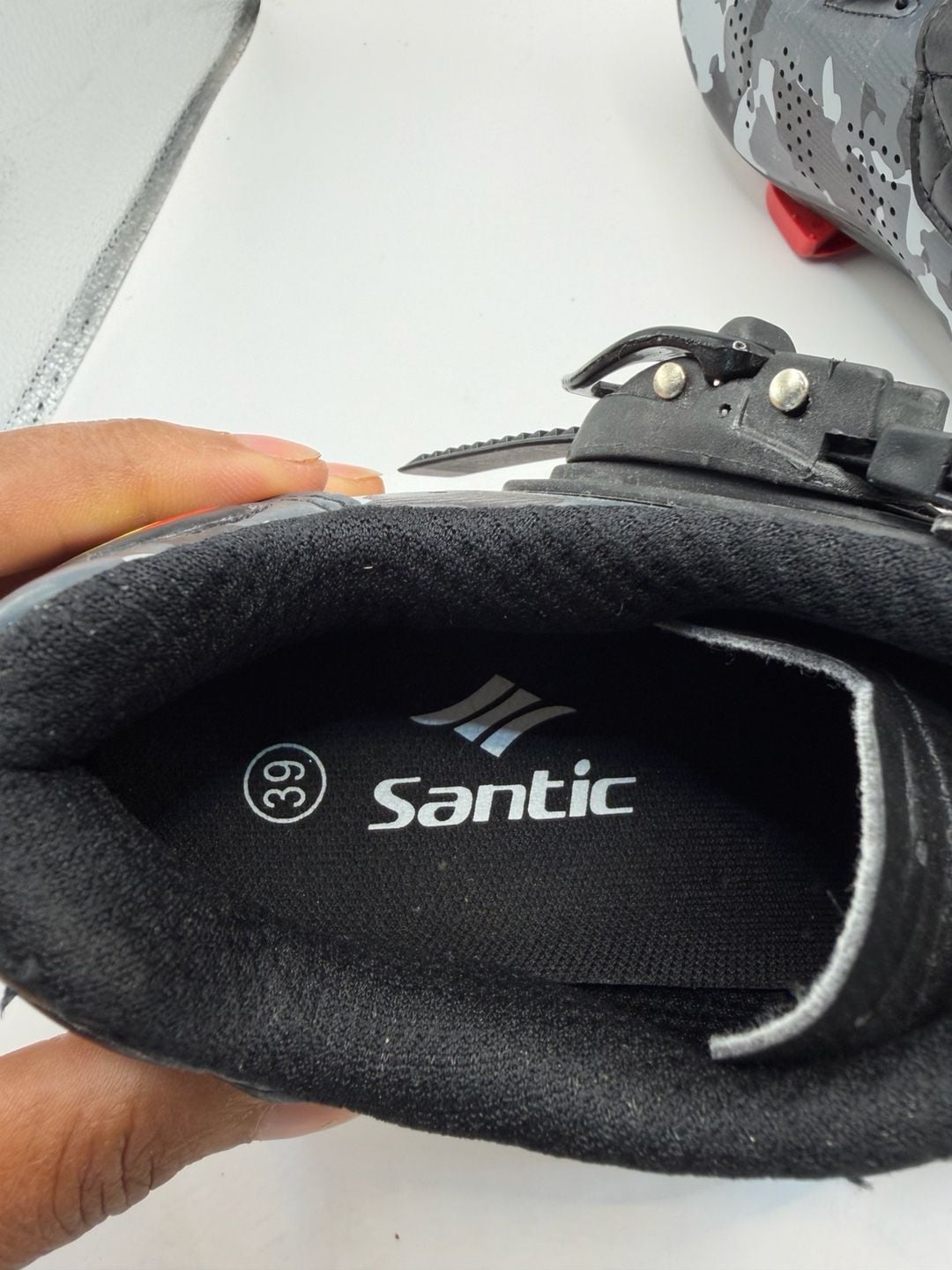 Santic Cycling Shoes Size 39 Black Grey Camo Bike Cleats 5