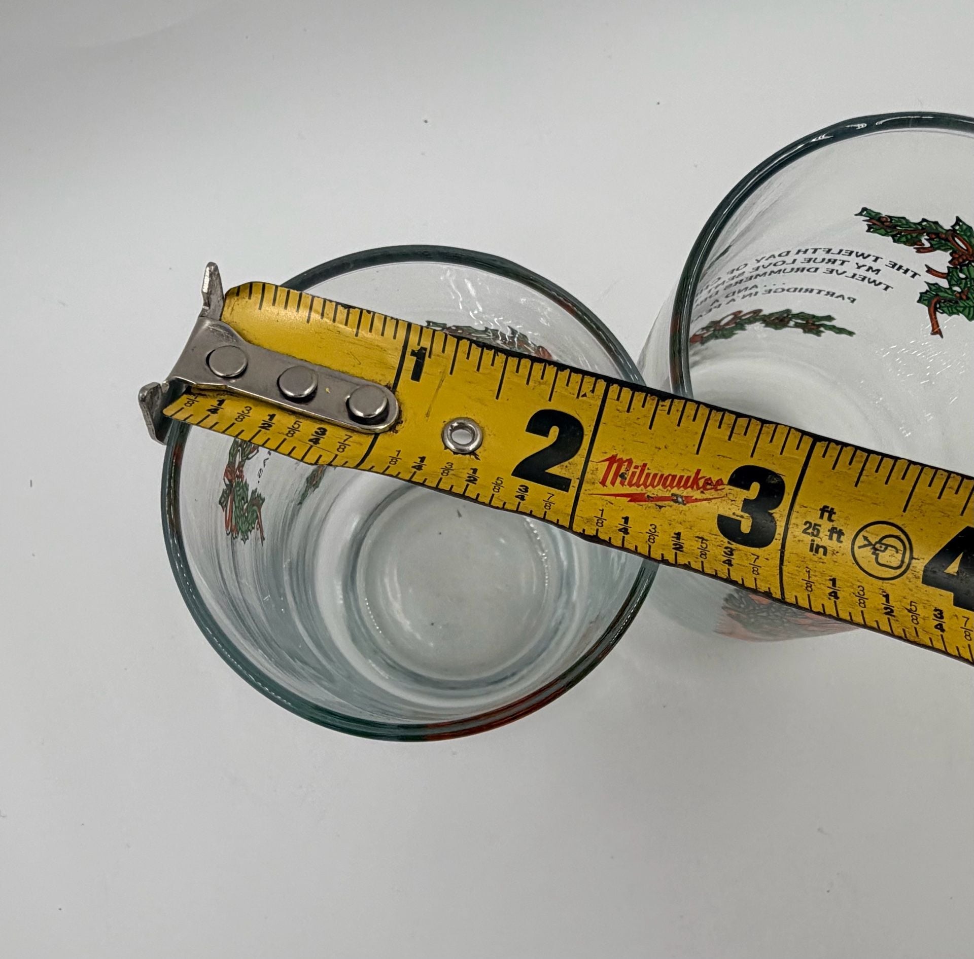 Vintage Twelve Days Of Christmas Drinking Glasses Set Of 12 Tumblers 7