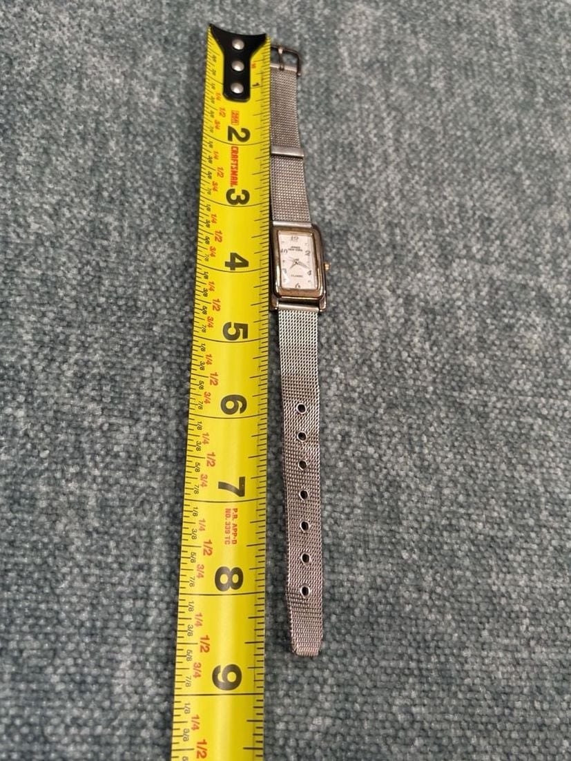 Jones New York Classic Watch Rectangular White Dial Mesh Strap Working 3