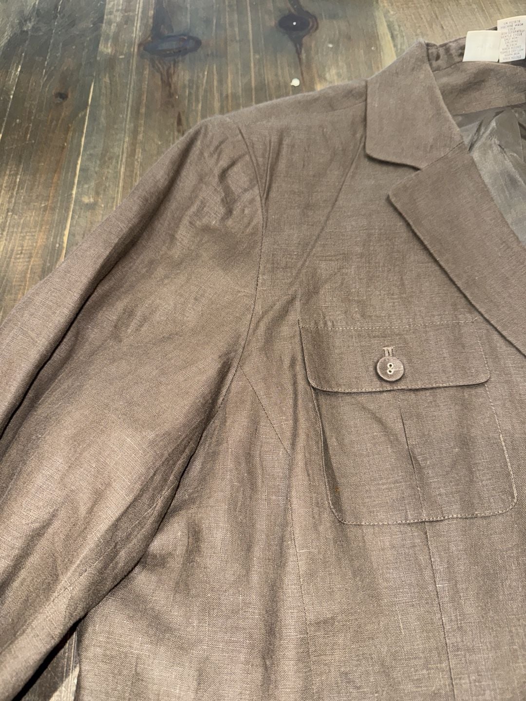 Merona Blazer Size 24W Brown Linen Pocket Jacket 7