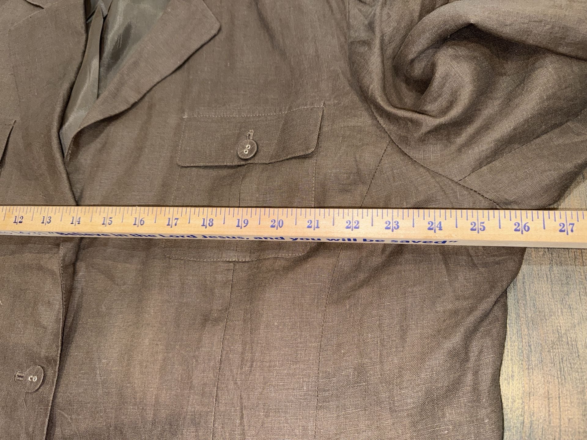 Merona Blazer Size 24W Brown Linen Pocket Jacket 8