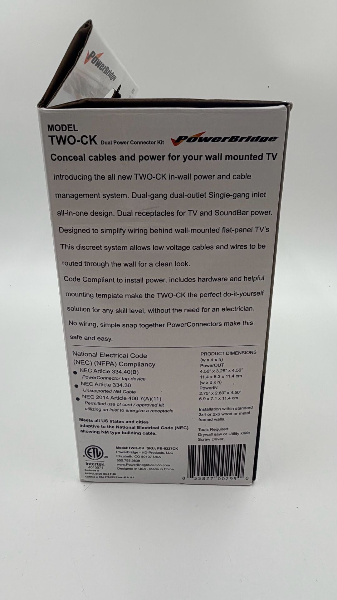 PowerBridge TWO-CK Dual Power Connector Kit White In-Wall Cable Management 3
